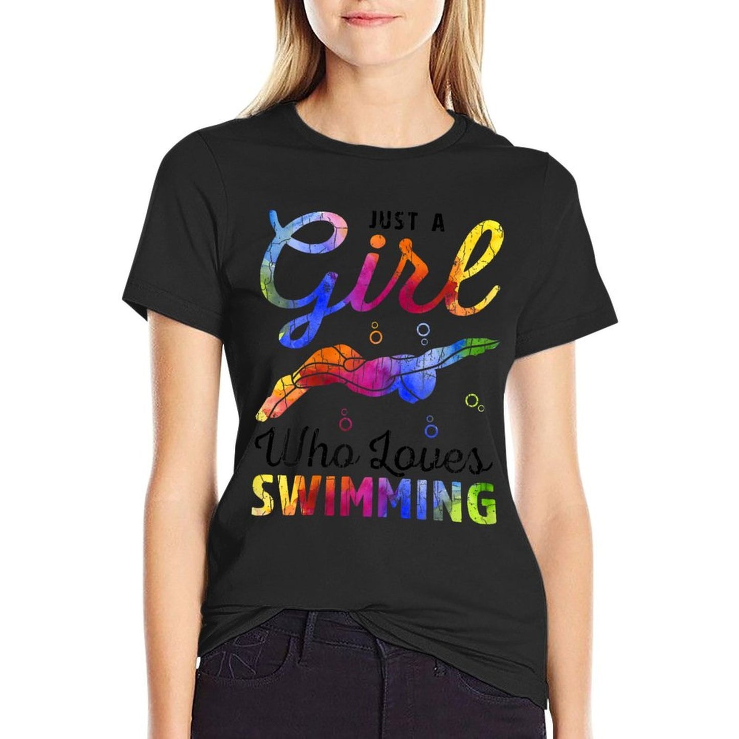 Just A Girl Who Loves Swimming Funny Swimmer Player Graphic Affordable Price T-Shirt