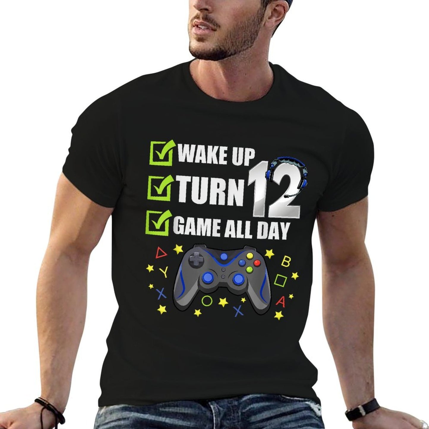 12 Year Old Gamer Birthday Party Video Gaming 12th Gift Summer-ready Fabric T-Shirt