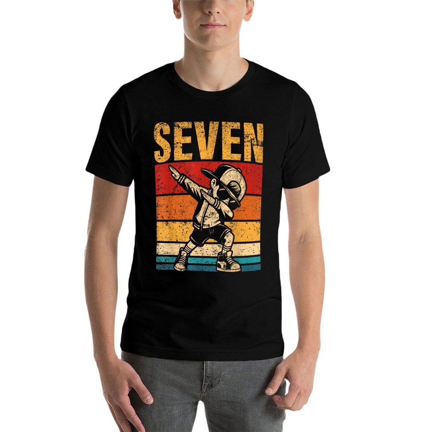 7 Year Old Dabbing Boy Birthday Vintage 7th Birthday Boy Classic T-Shirt