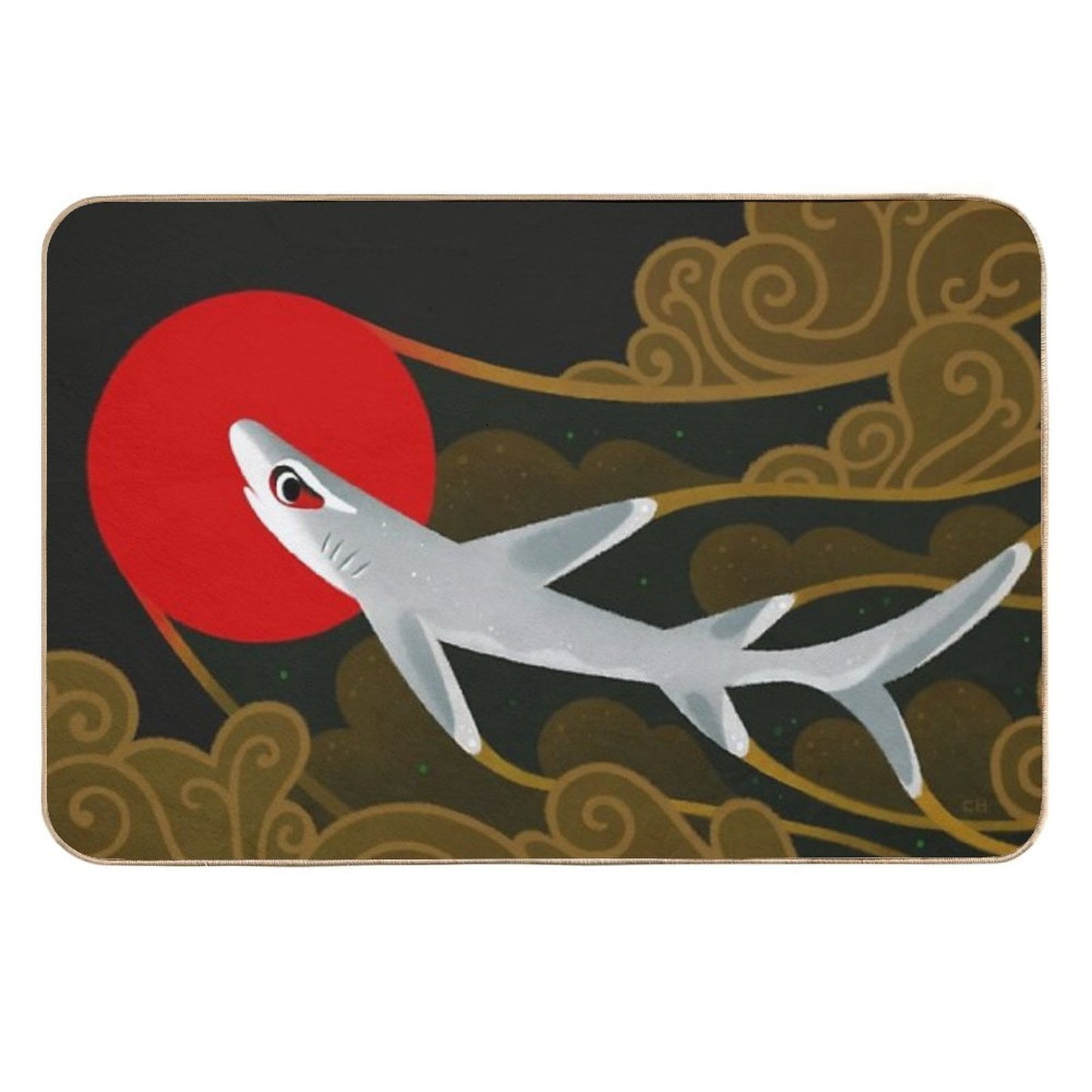 White Tip Reef Shark Odorless Bath Mat