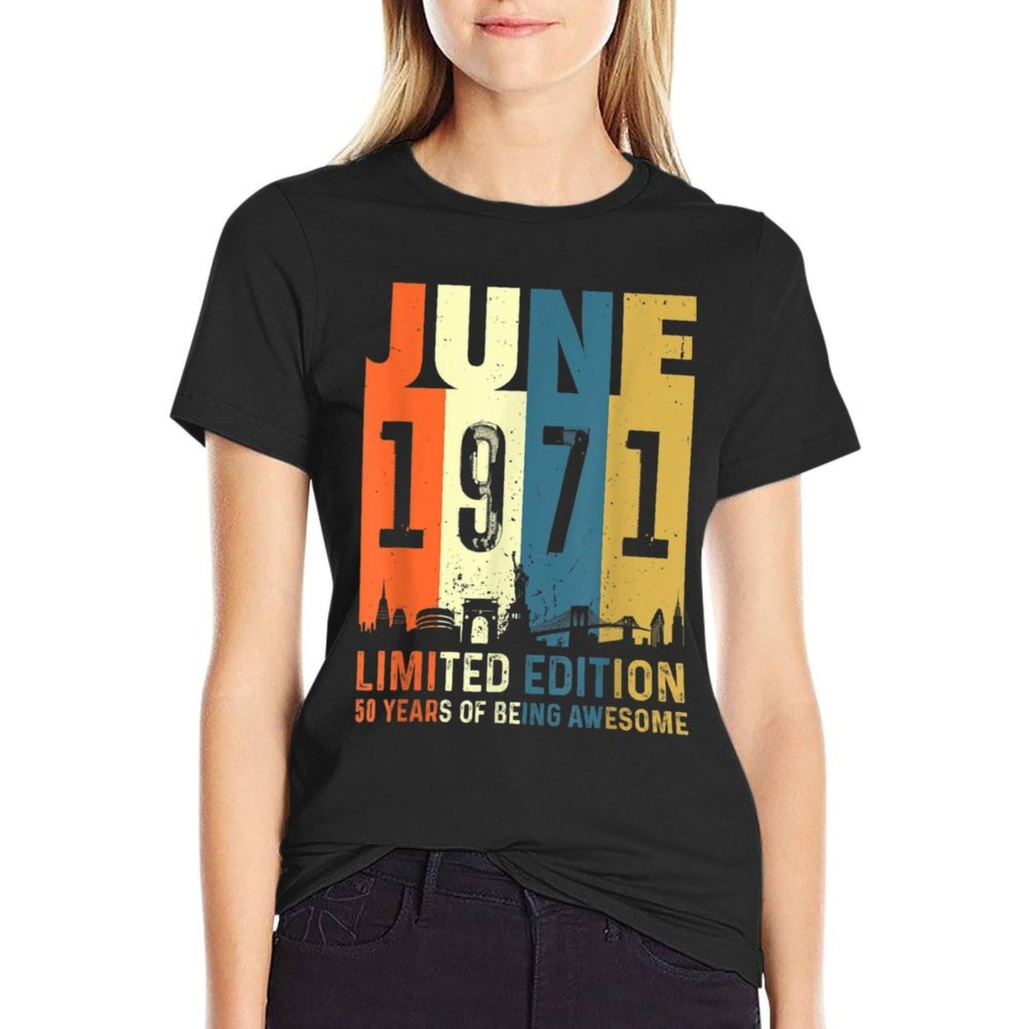 50 Limited Edition, Made in June 1971 50th Birthday Oversized Silhouette T-Shirt