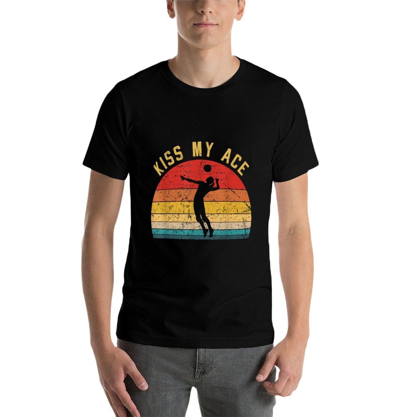 Volleyball Kiss My Ace Volleyball-Player Coach Gift Idea Summer-ready Fabric T-Shirt