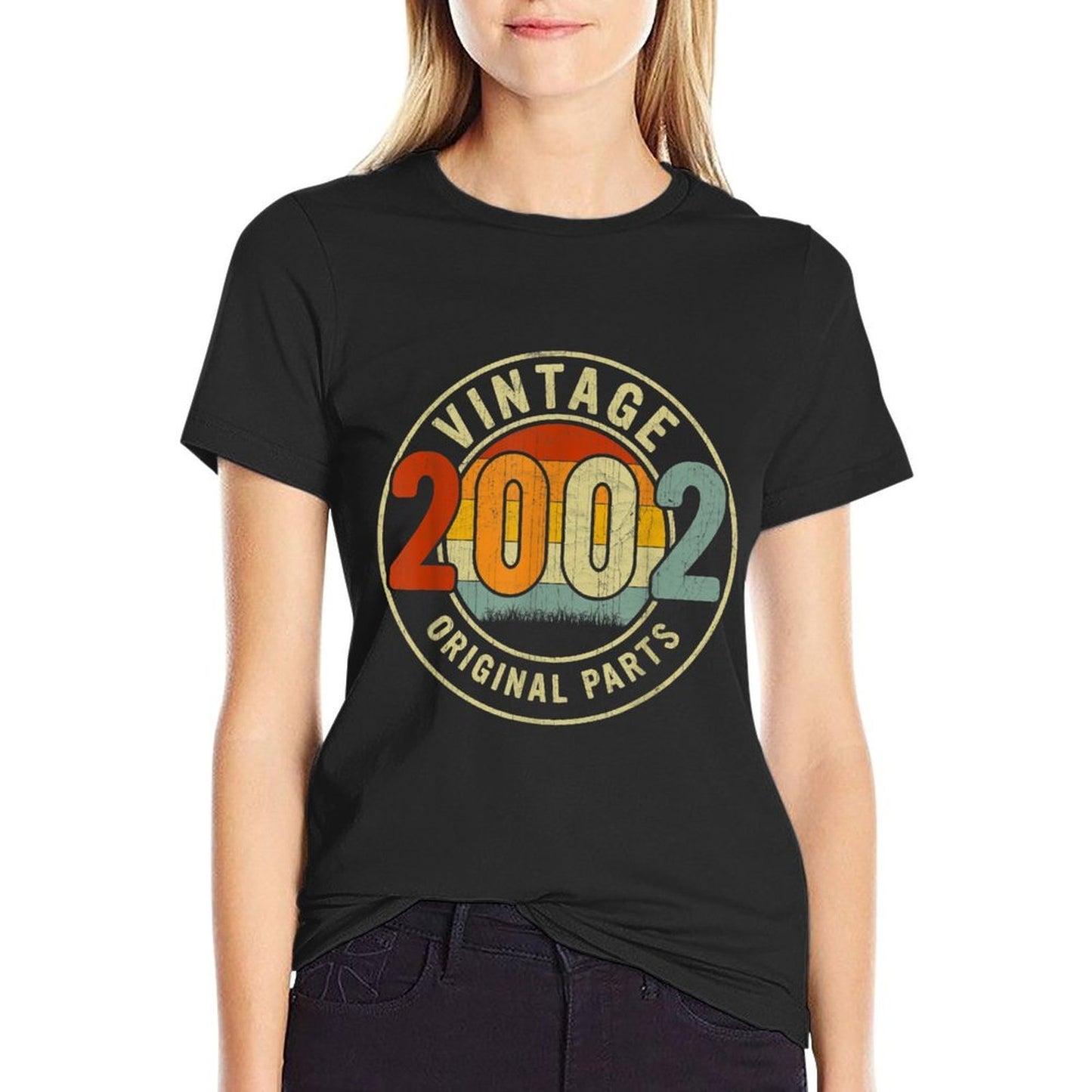 21 Years Old Vintage Original Parts 2002 Retro 21st Birthday Heathered Texture T-Shirt