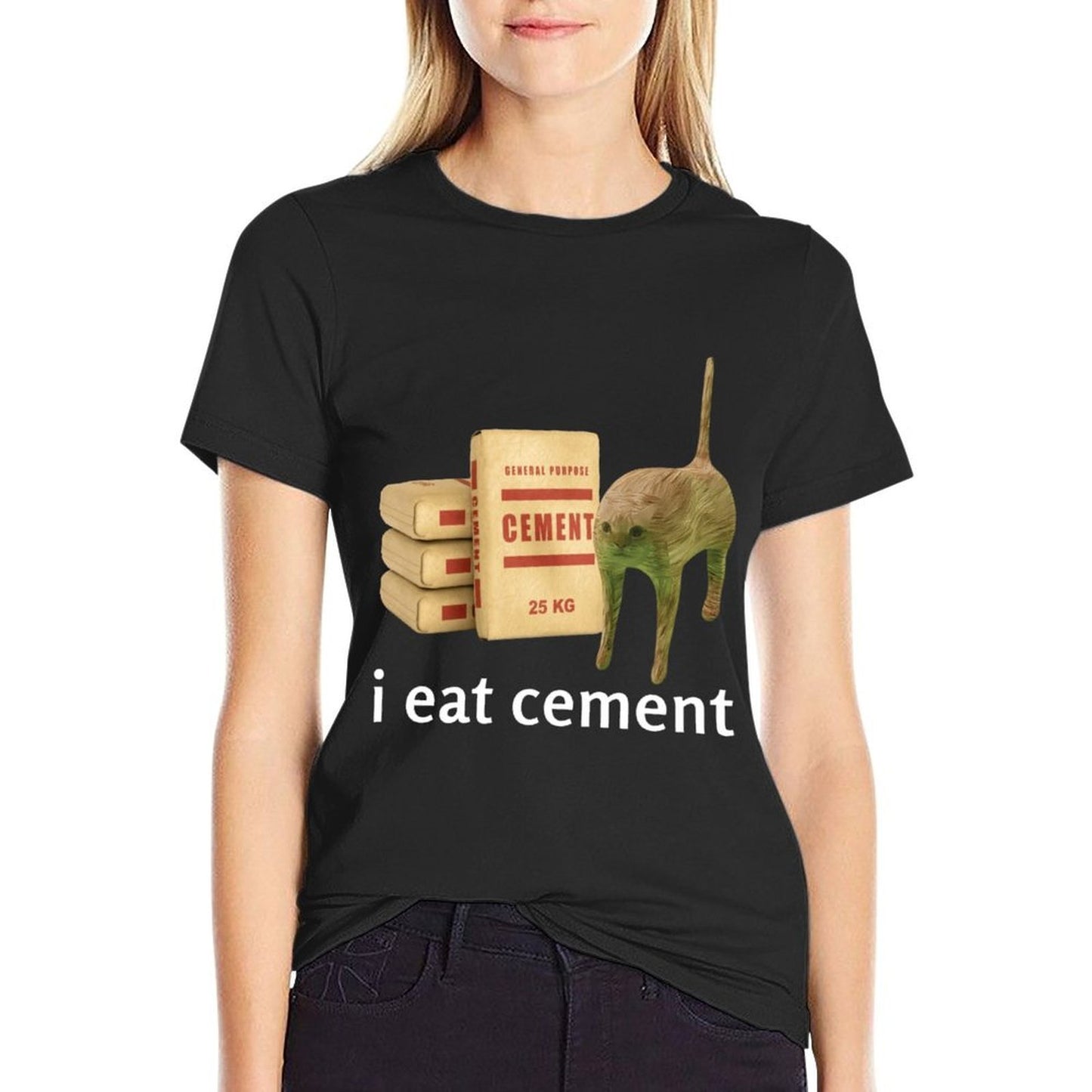 I Eat Cement Cat Kids Funny Dank Cat Meme Eco-friendly Material T-Shirt