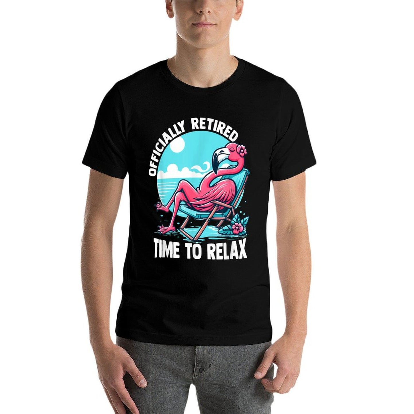 Retirement Time to Relax Retire Cute Funny Flamingo Durable T-Shirt