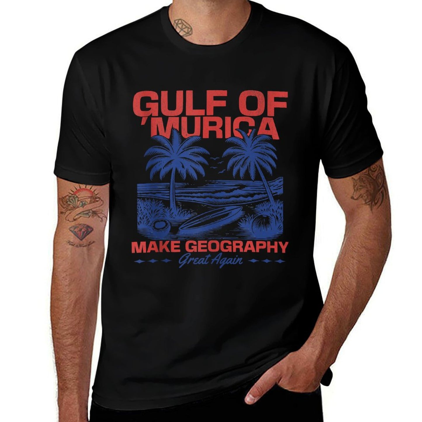 Gulf of USA American Gulf of Murica Patriotic Beach Tank Top Lightweight T-Shirt