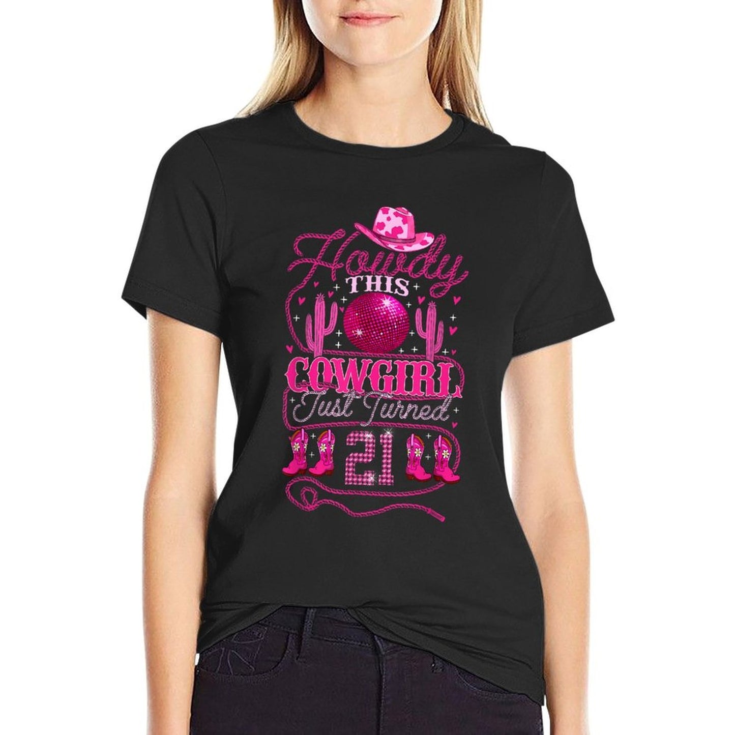 21yr Birthday Cowgirl Western 21Years Old Girl 21st Birthday Odor-resistant T-Shirt