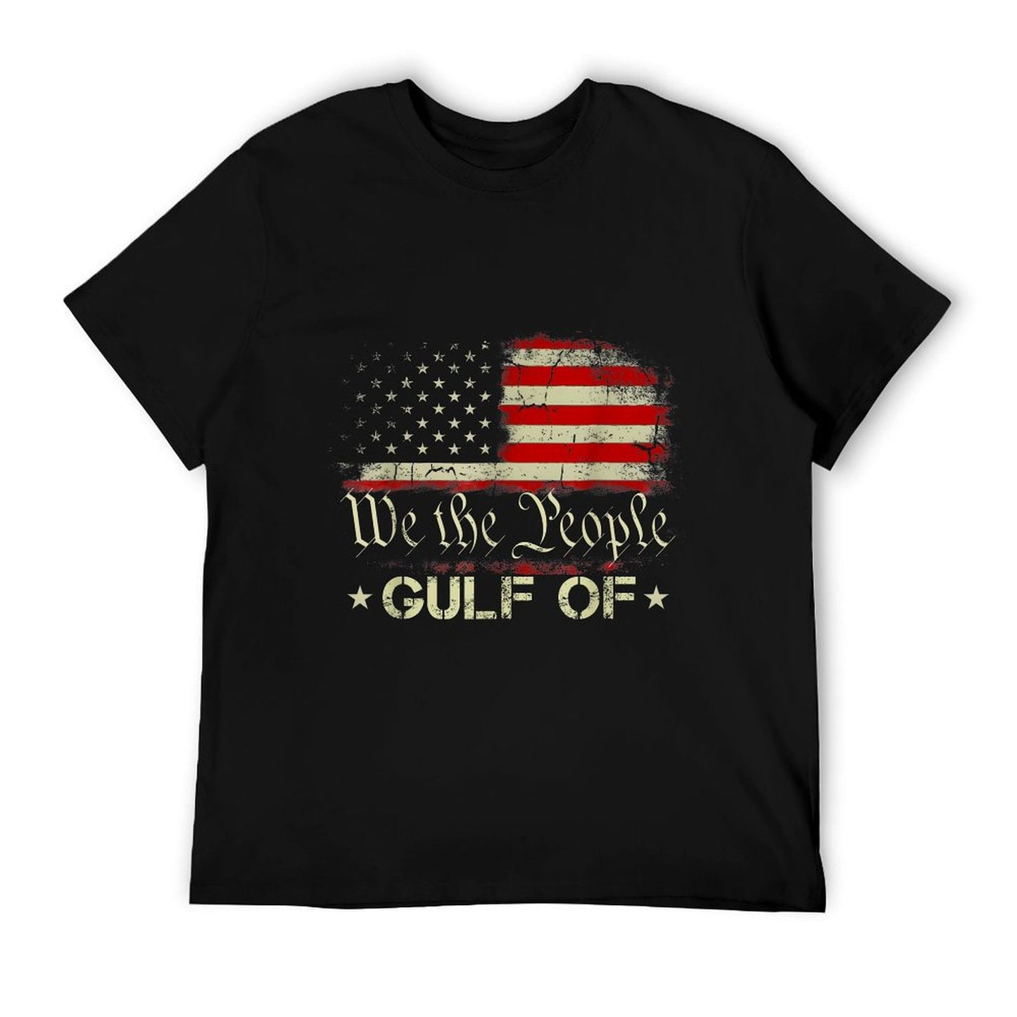 Gulf of USA America Funny Gulf of Mexico USA Flag Map July 4 Heathered Texture T-Shirt