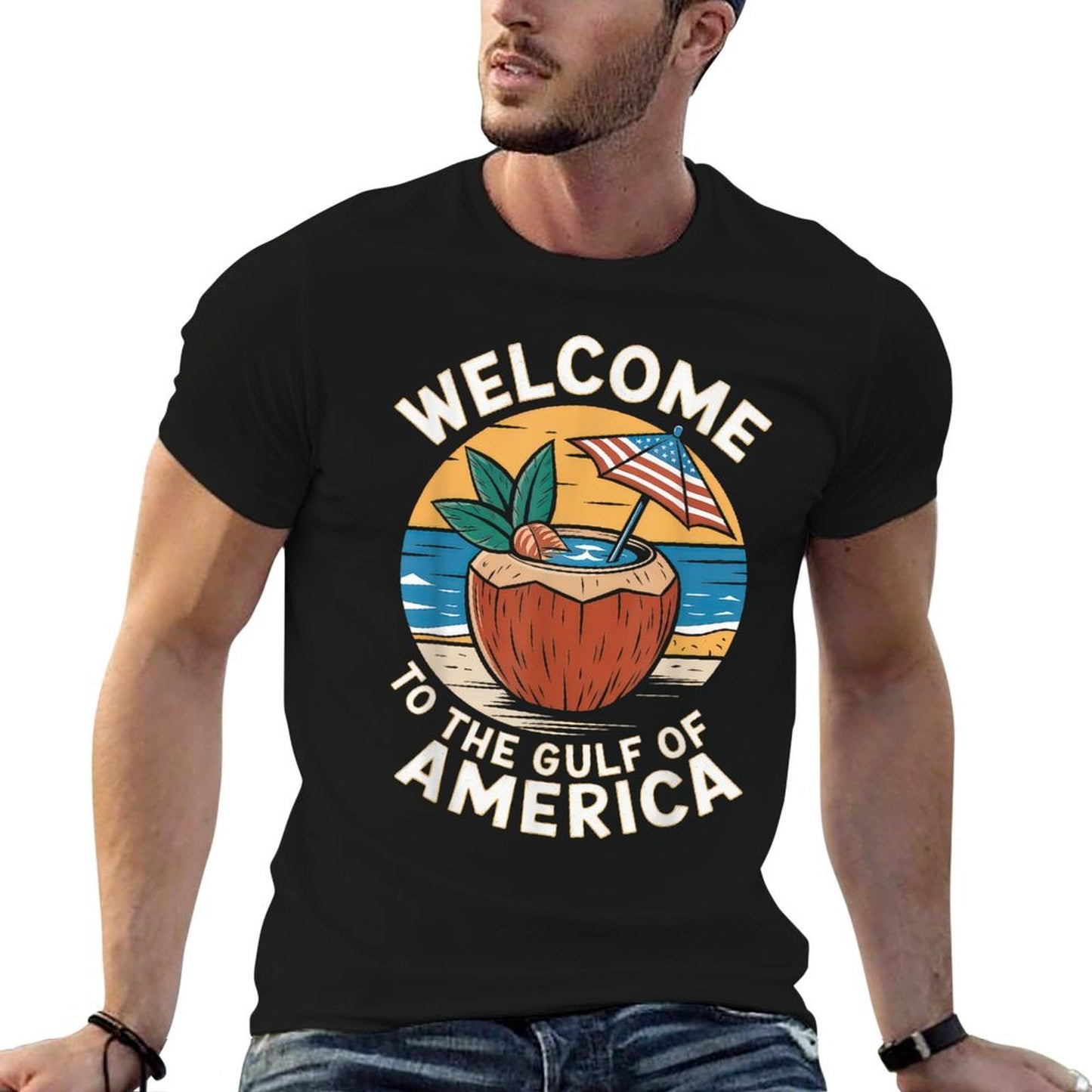 Gulf Of USA America Gift Men Women Flag Beach Moisture-wicking T-Shirt