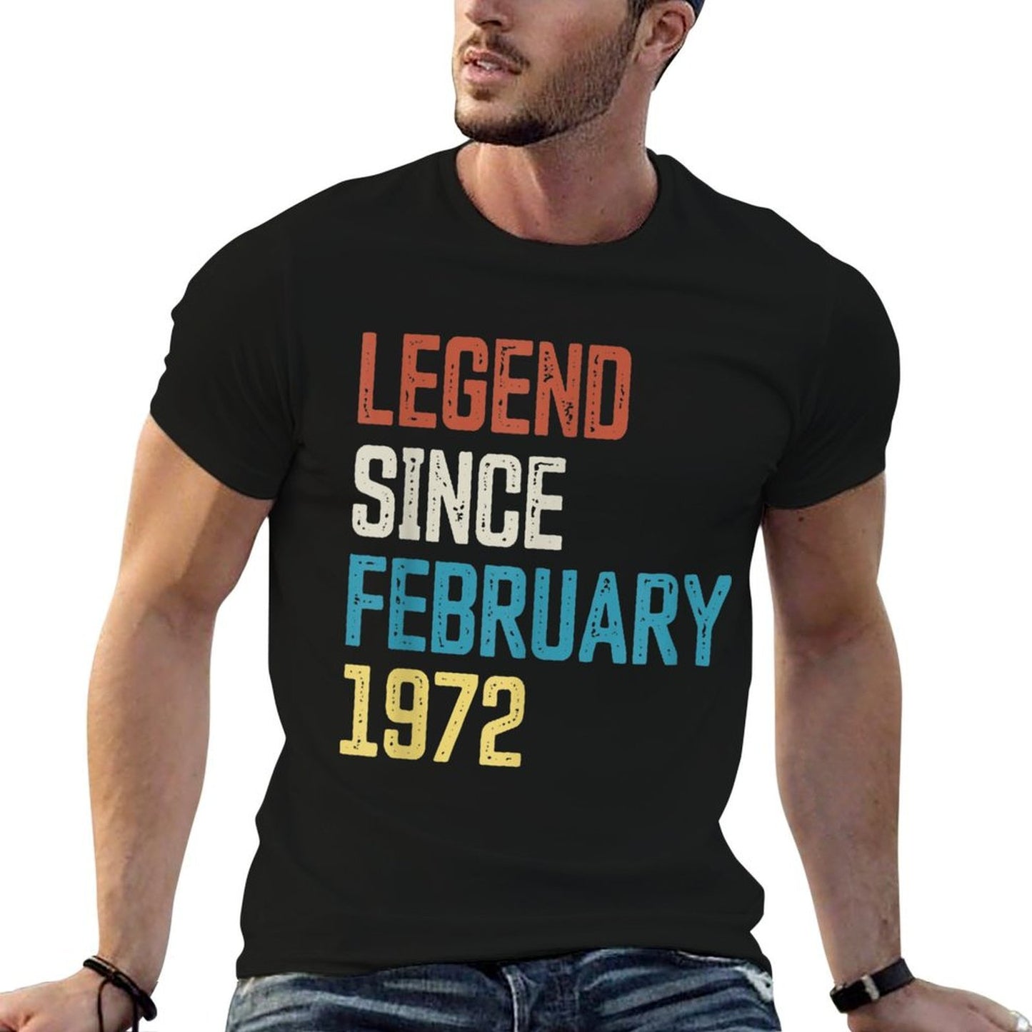 50th Birthday Vintage Born in February 1972 Birthday Graphic-printed T-Shirt