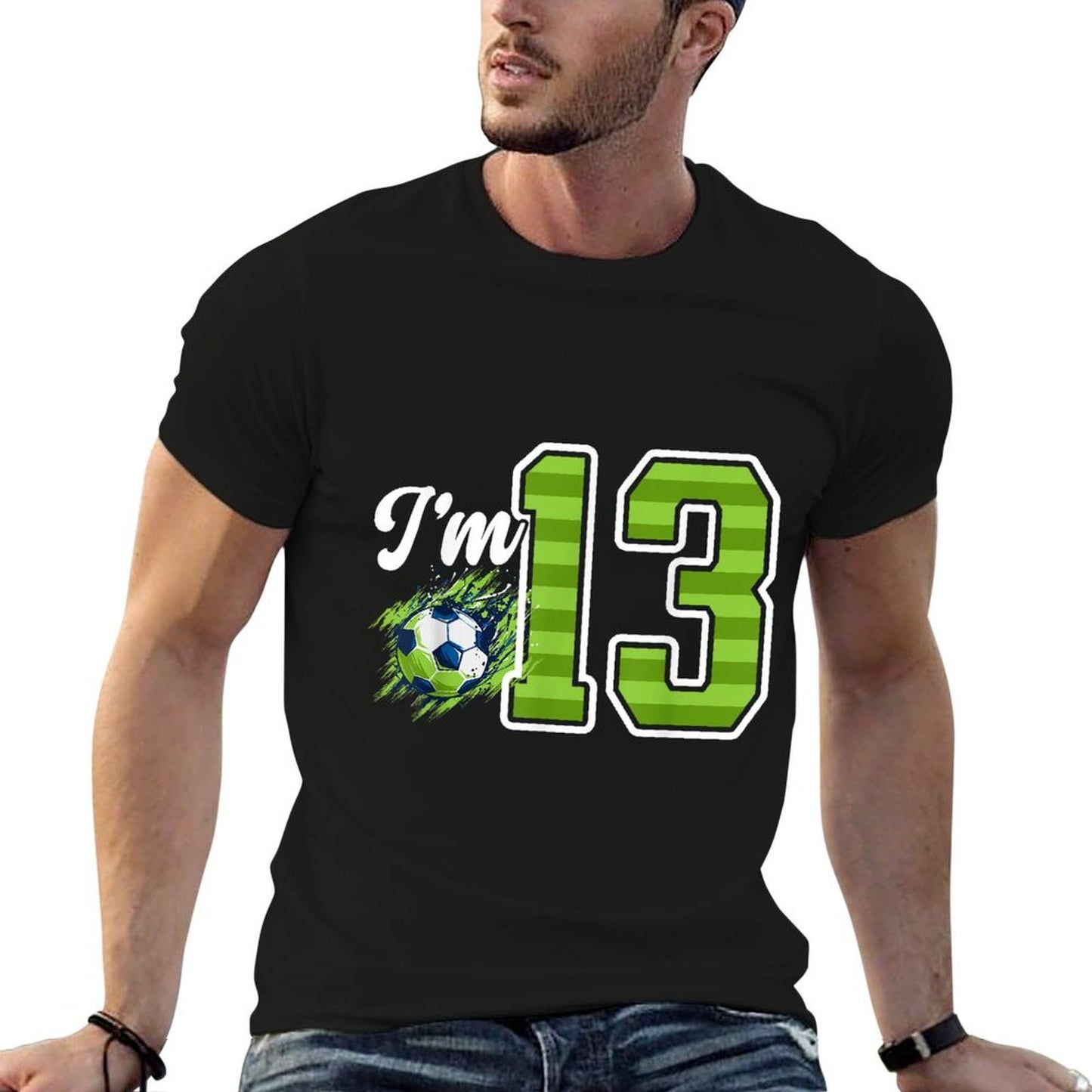 13th Soccer Birthday Party Thirteen Year Old Soccer Player Tagless Design T-Shirt
