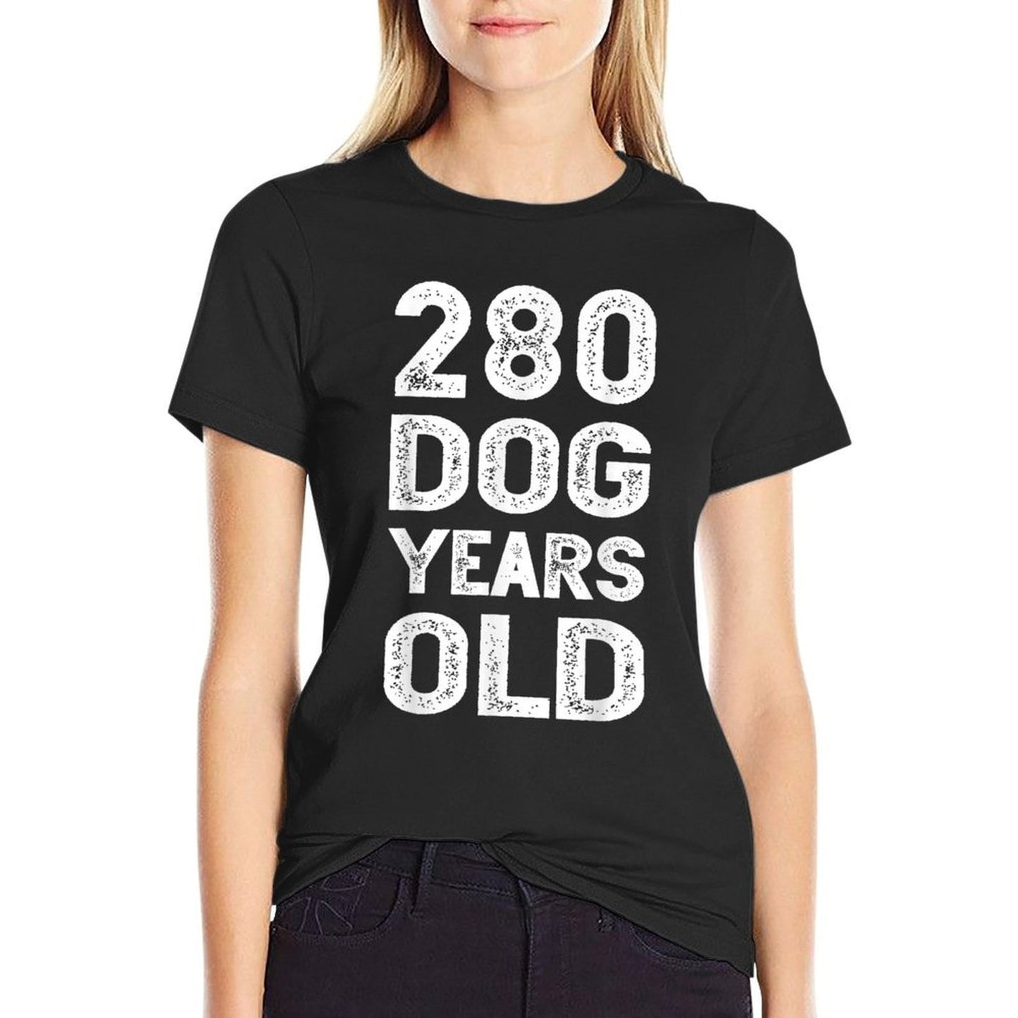 Funny 40th Birthdays 280 Dog Years Old Graphics Oversized Silhouette T-Shirt