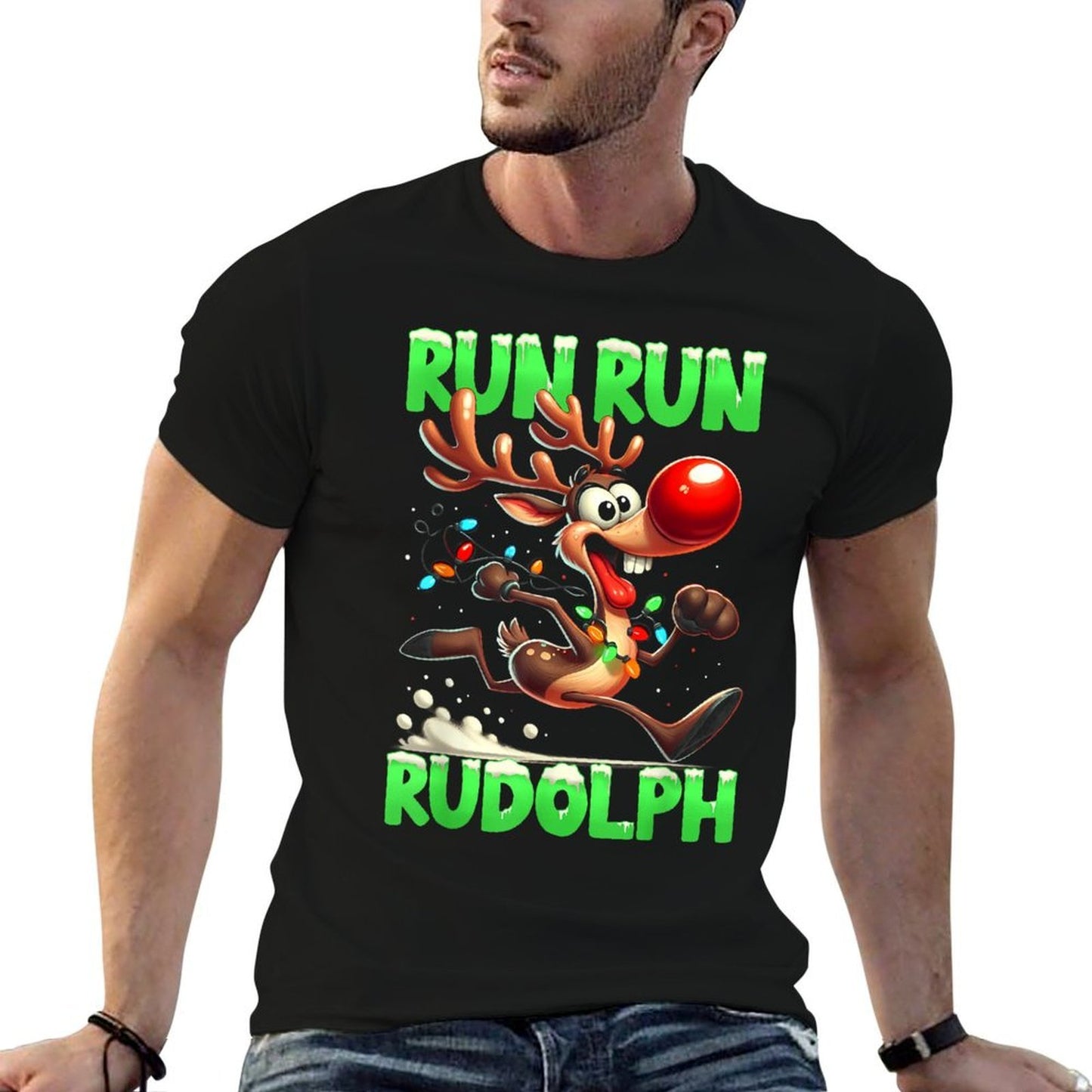 Christmas 5K Run Rudolph Holiday Team Running Outfit Wrinkle-resistant T-Shirt