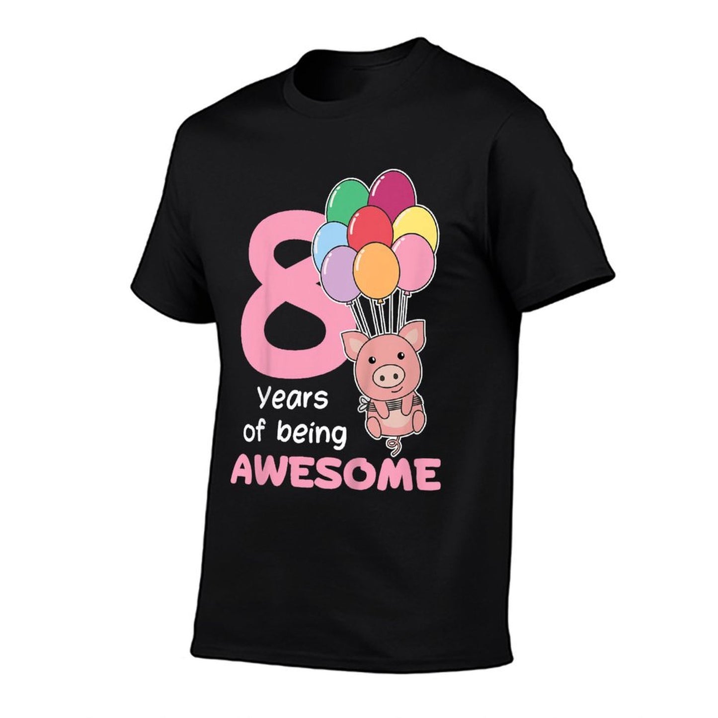 Kids Pig For 8th Birthday For Children Eight Years Old Polyester Blend T-Shirt