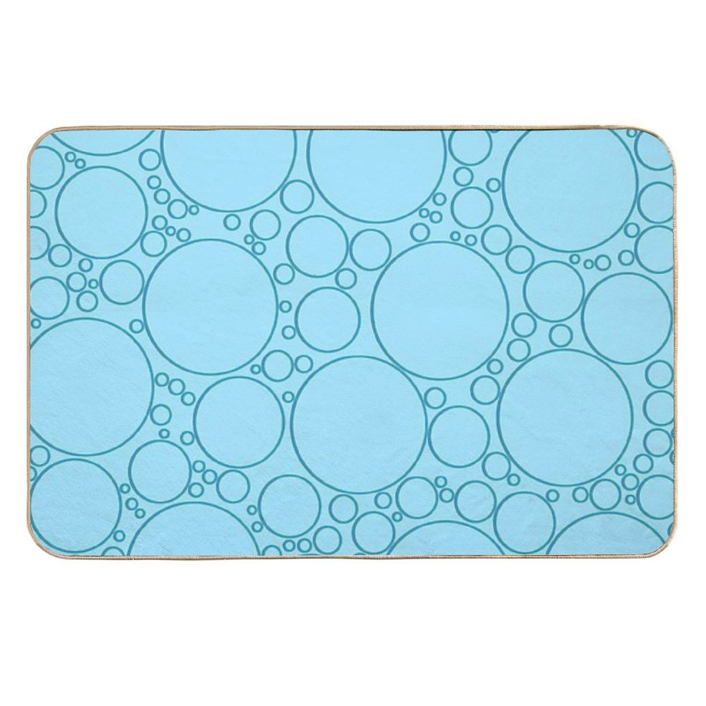 Different Sized Blue Circles for As Water Bubbles Illusion Fade-Resistant Bath Mat