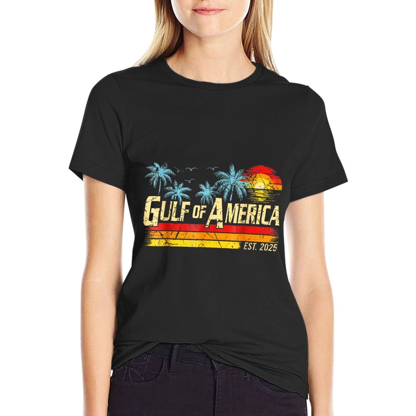 Retro Gulf Of USA America Est 2025 American Flag Odor-resistant T-Shirt