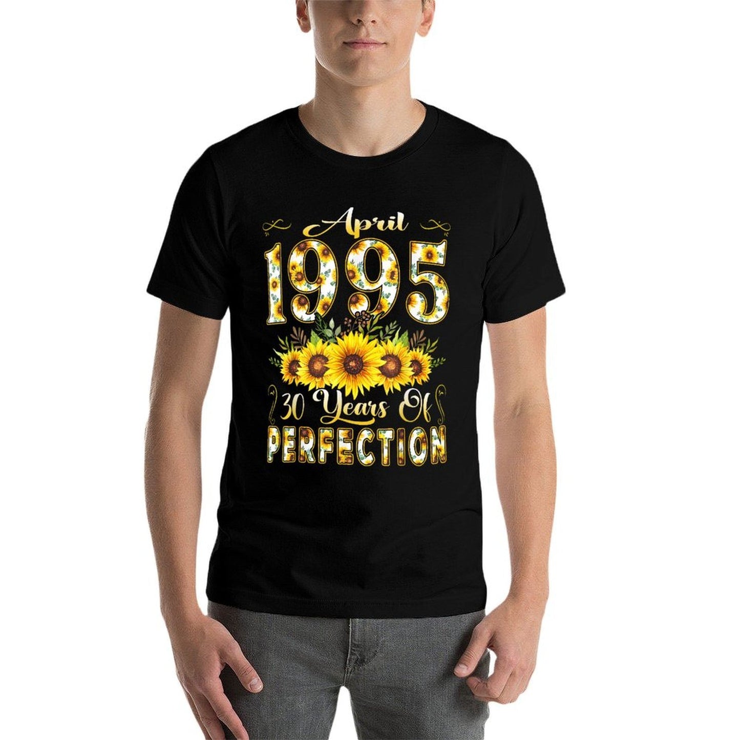 30 Year Old April 1995 Sunflower 30th Birthday Girl Women Oversized Silhouette T-Shirt