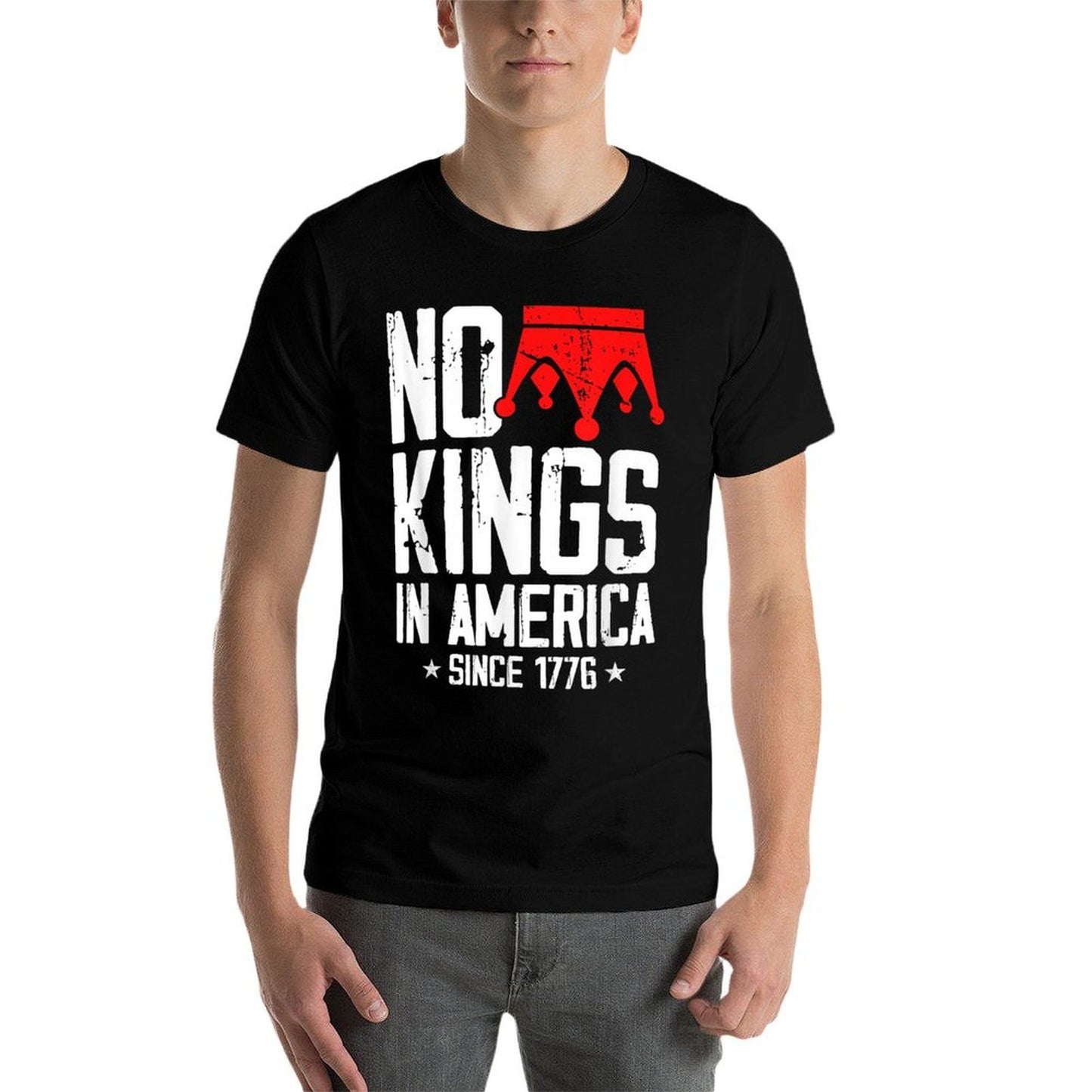 No Kings in America Since 1776 Distressed USA Vintage Moisture-wicking T-Shirt
