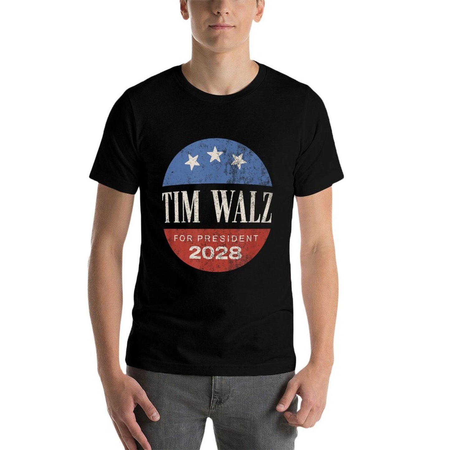 Tim Walz 2028 Retro Summer-ready Fabric T-Shirt