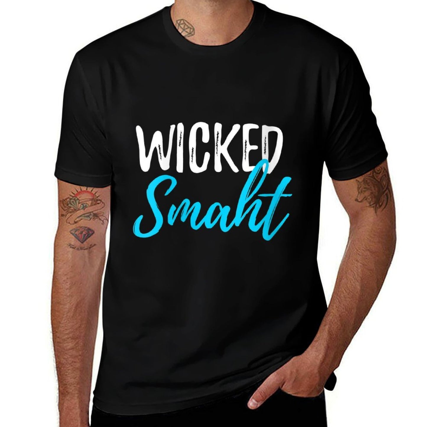 Womens Wicked Smaht Funny Shirt for Smart Or Genius Boston V-Neck Tagless Design T-Shirt