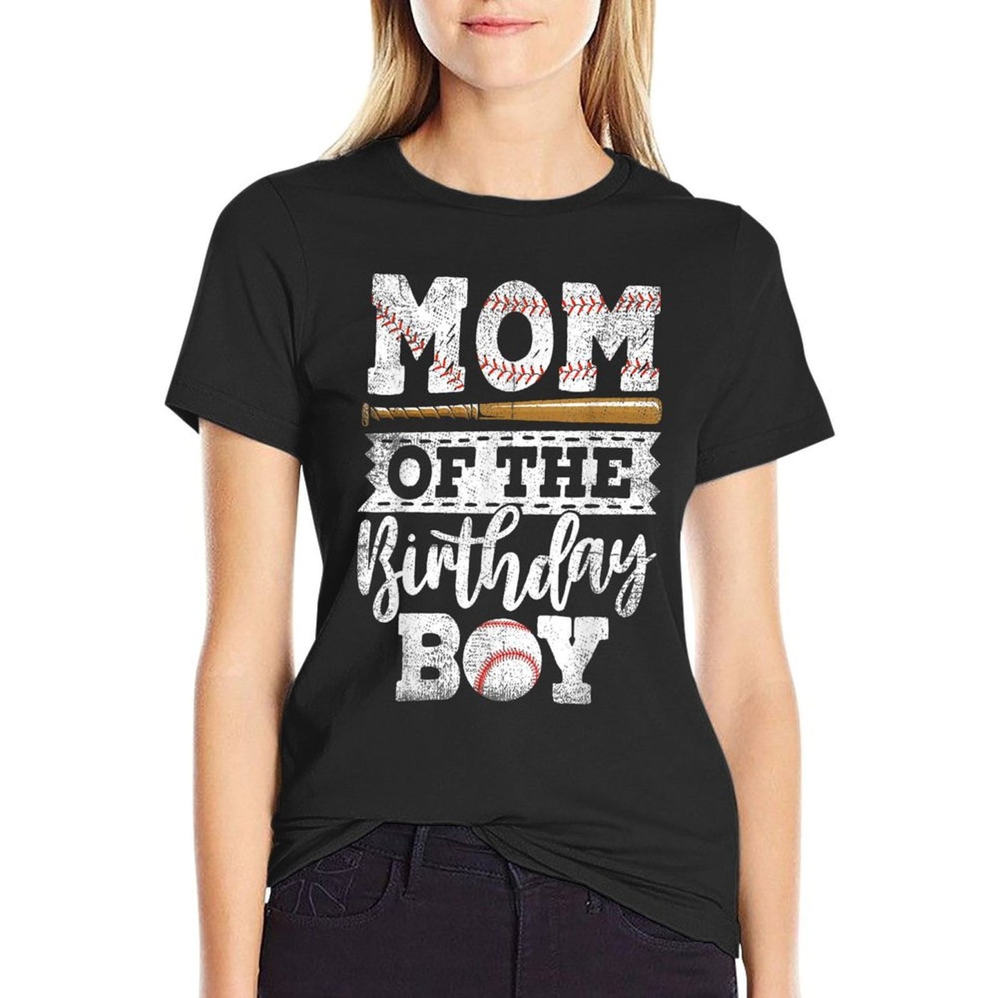 Mom Of The Birthday Boy Baseball Baller Kids Polyester Blend T-Shirt