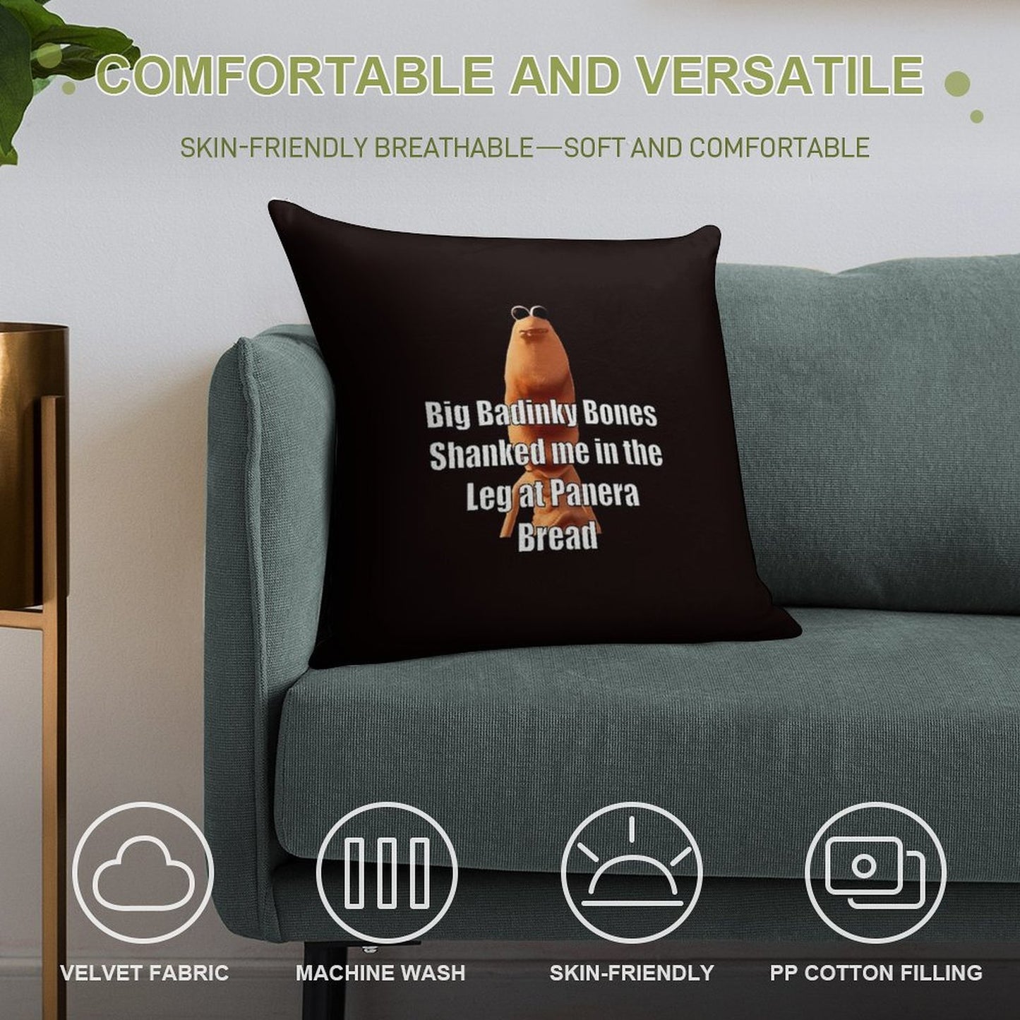 Marcus The Worm Big Badinky Bones Shanked Me Soft Decorative Cover Throw Pillow