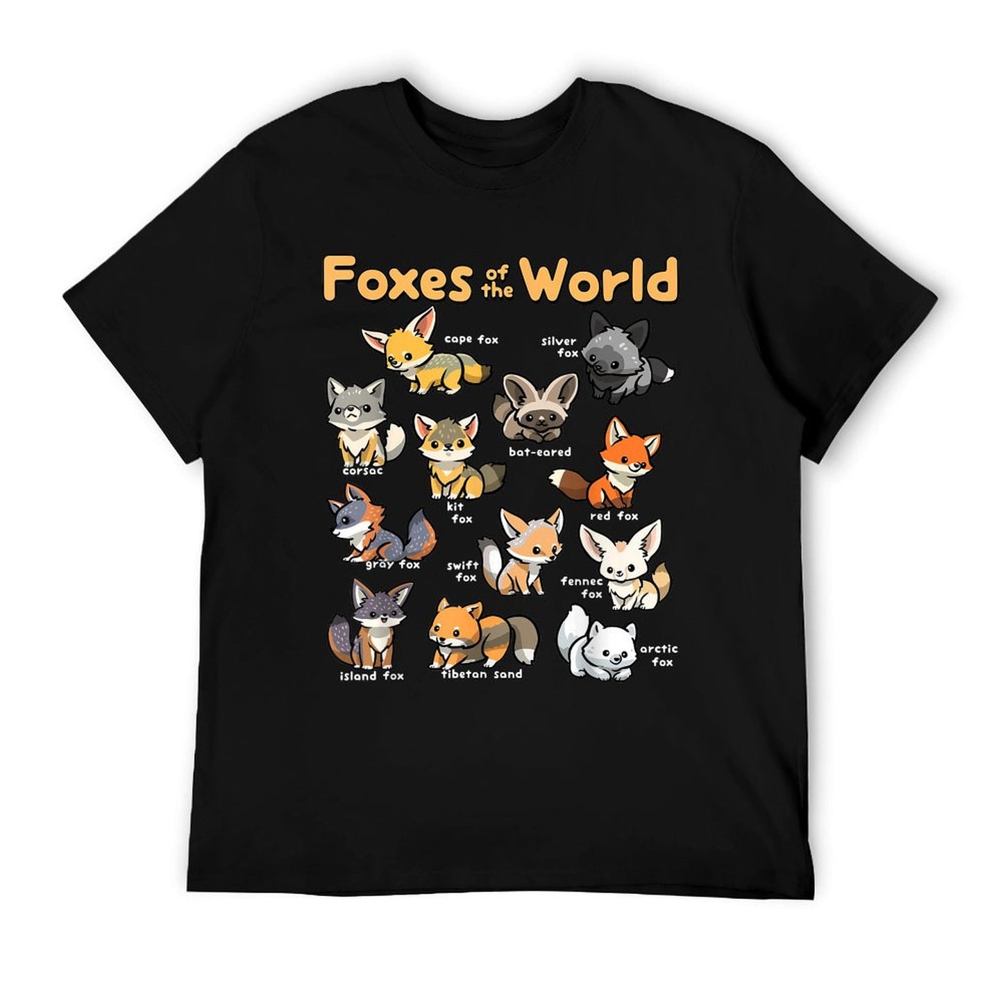 Kawaii Fox Animals of The World Educational Animal Fox Lover Wrinkle-resistant T-Shirt