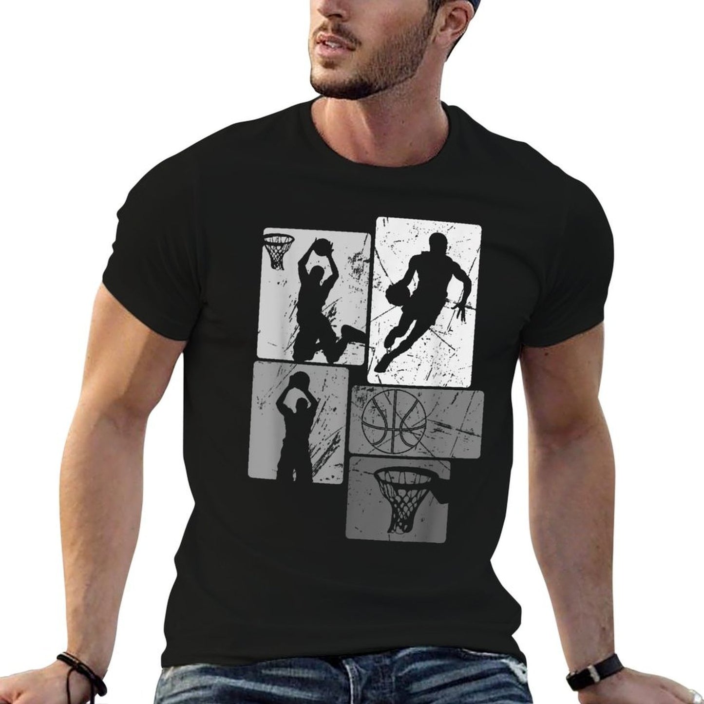 Retro Style Basketball Playing Kids Boys 10-12 12-14 Gifts Vintage-inspired T-Shirt
