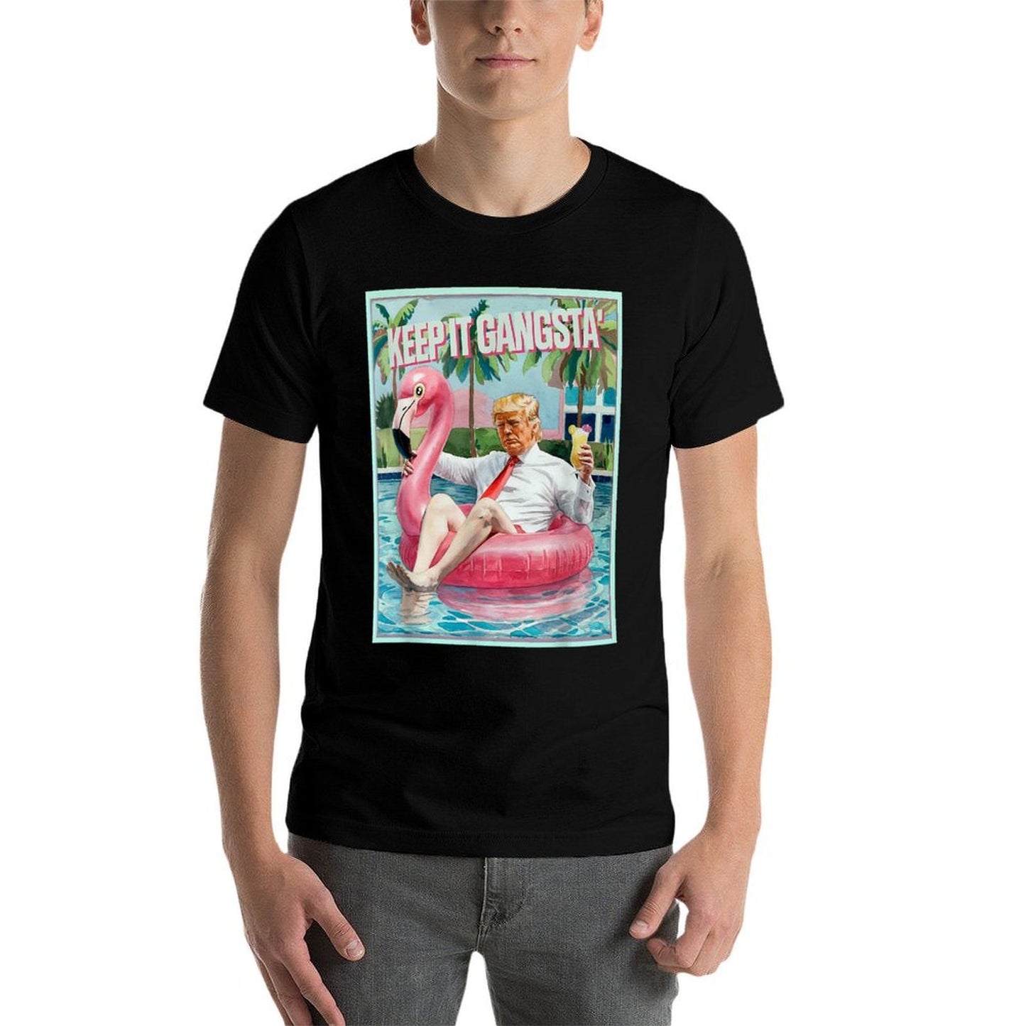 Donald Trump Funny Pink Flamingo Inflatable Float Pool Toy Comfortable T-Shirt