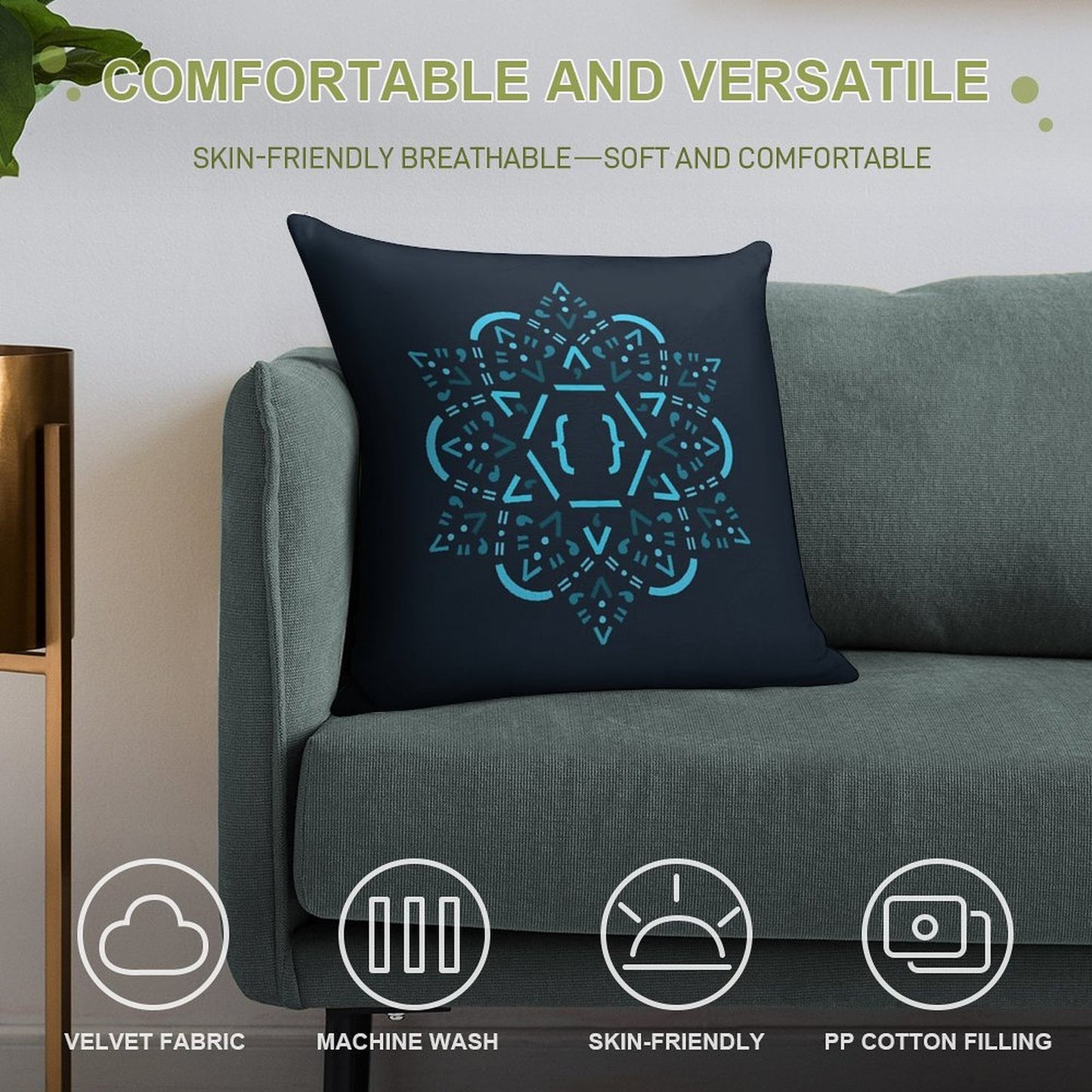Code Mandala - React Framework Soft Luxury Feel Throw Pillow