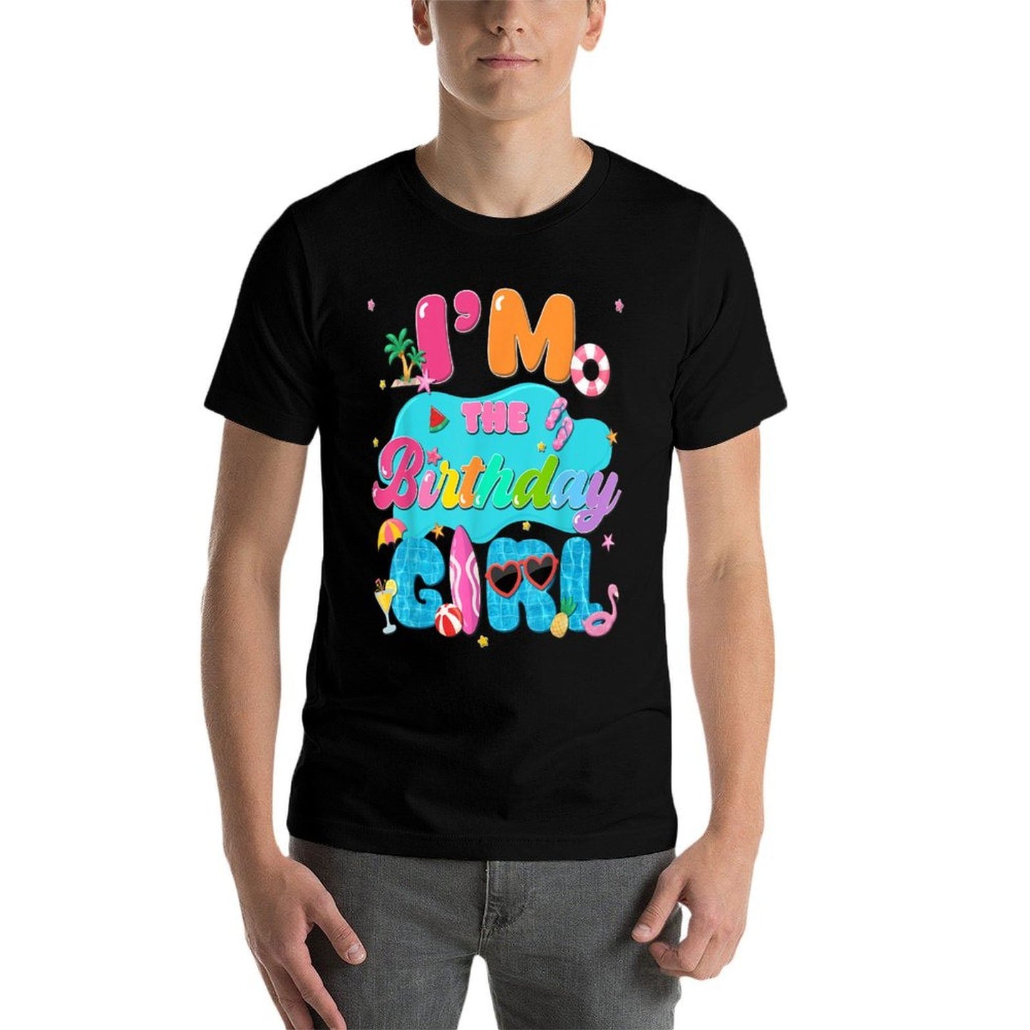 Im The Birthday Girl Pool Party Beach Family Matching Rolled Sleeves T-Shirt