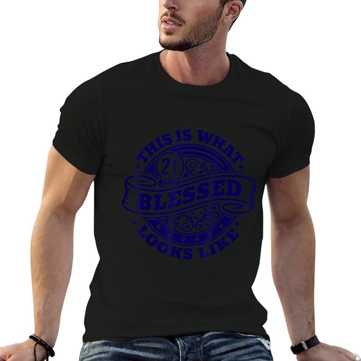 21st Birthday Age 21 Blessed I Religious 21st Birthday Tagless Design T-Shirt