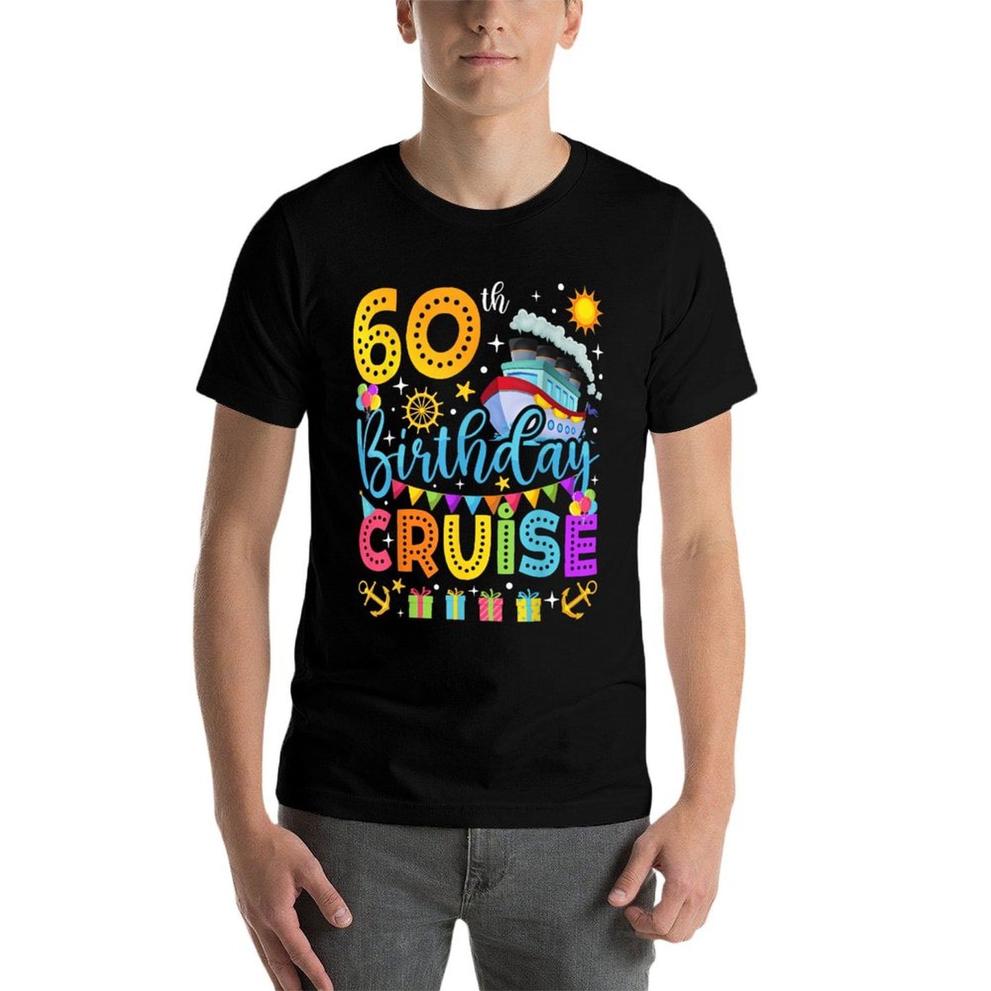 60th Birthday Cruise Cruising Lover 60 Years Old Bday Party Oversized Silhouette T-Shirt