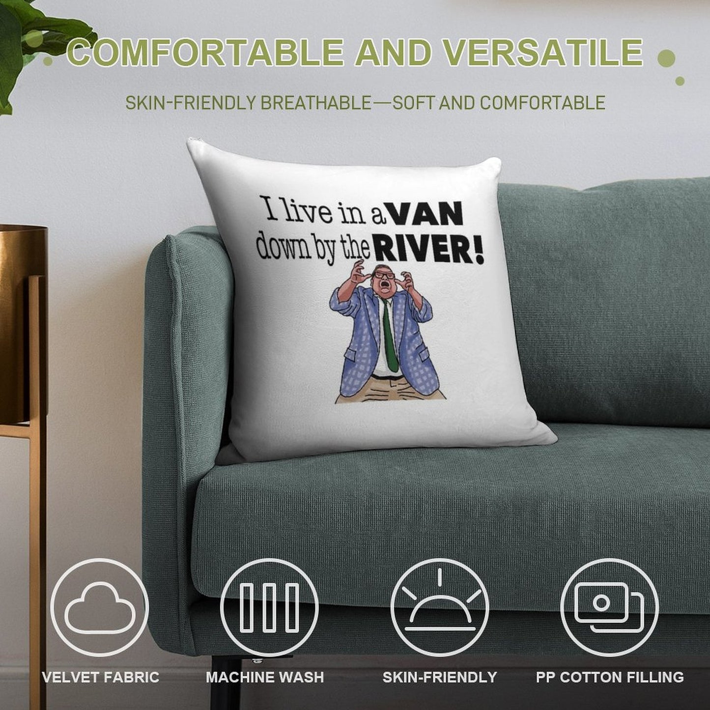 Down By The River- Matt Foley (Raised Hands) Soft Fade-Resistant Throw Pillow