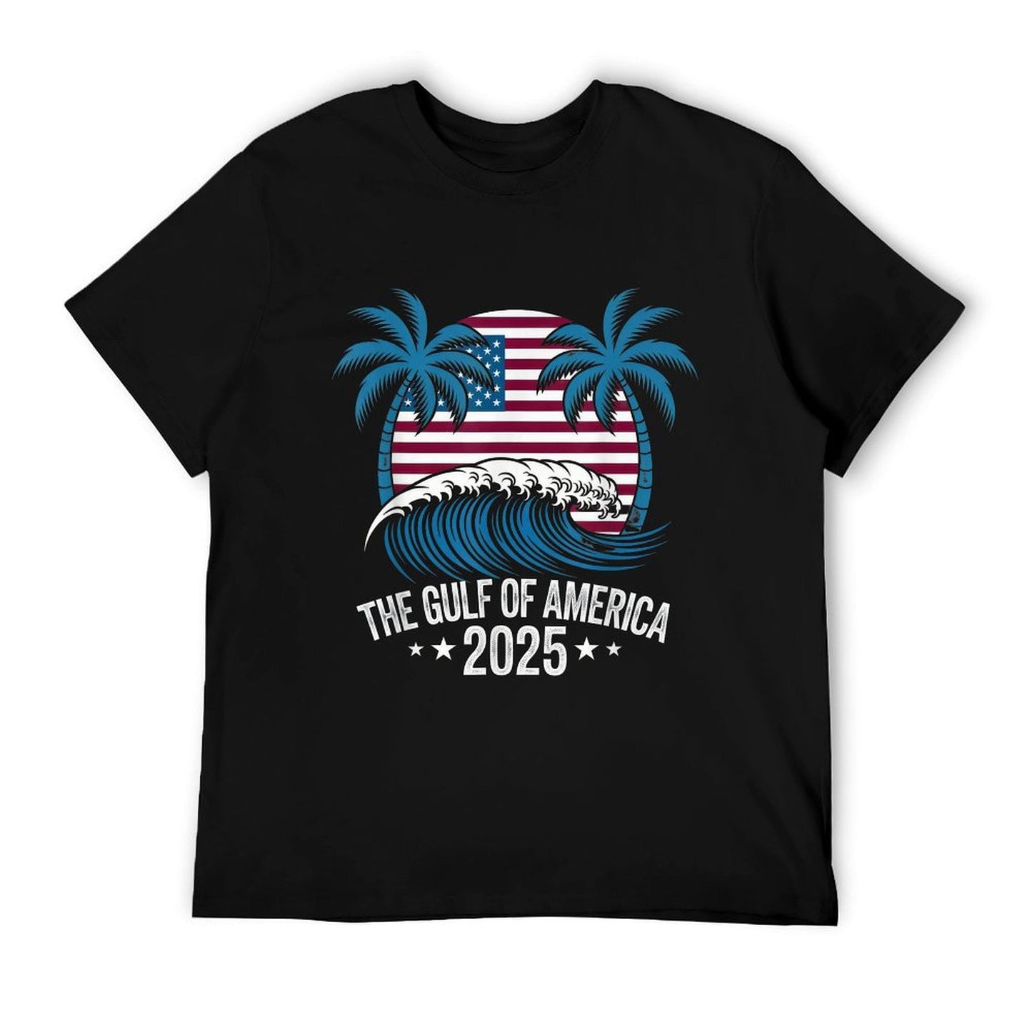 Retro Gulf Mexico Gulf Of USA America Est 2025 American Flag Eco-friendly Material T-Shirt