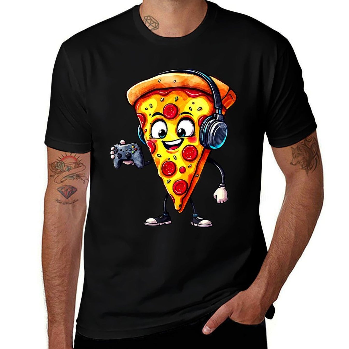 Funny Gamer Pizza Food Video Gaming Men Boys Kids Youthn Quick-drying T-Shirt