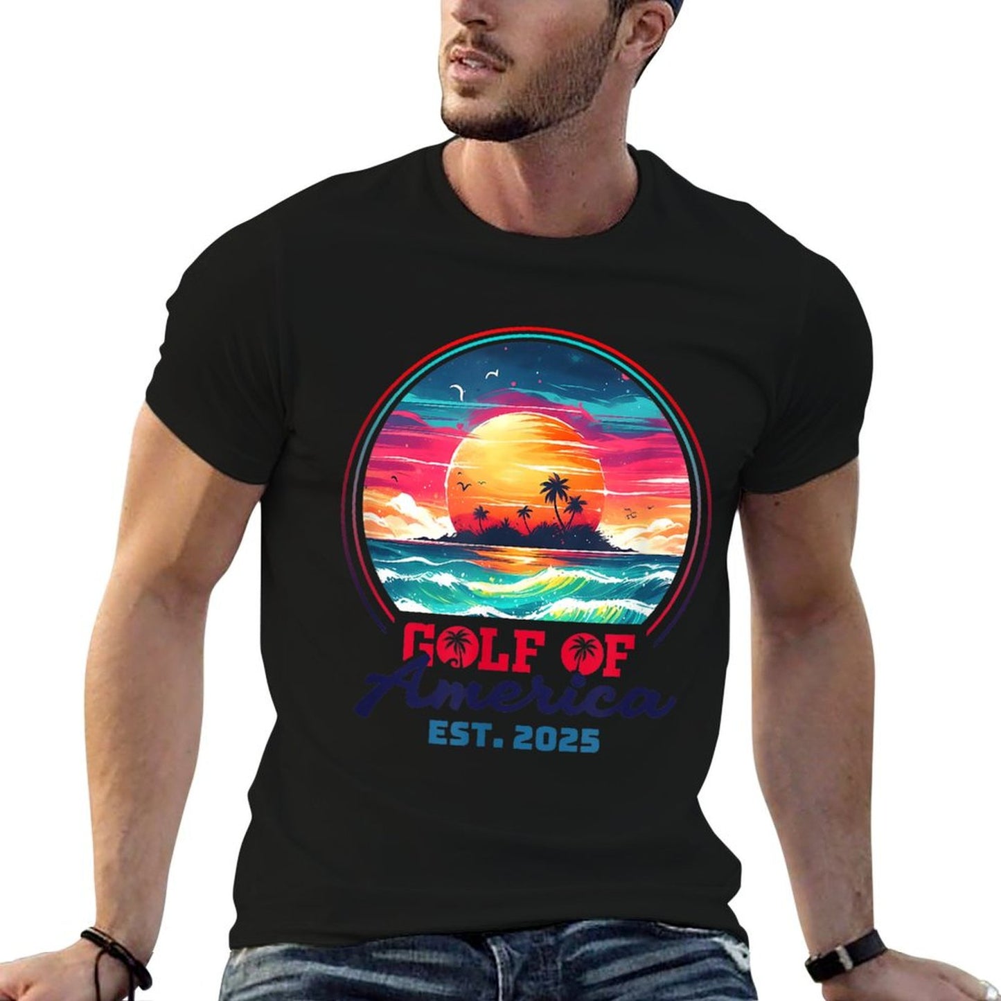 Funny USA America Shirt Gulf Of Us America Est 2025 Ribbed Collar T-Shirt