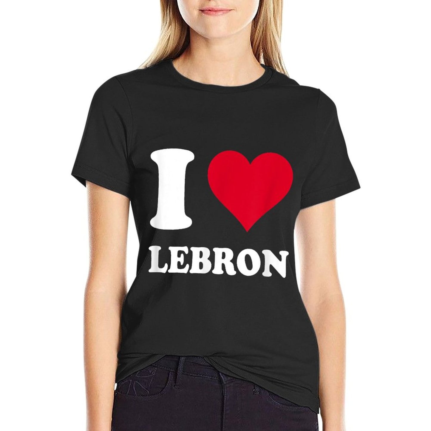 Red Heart I Love Lebron Trendy Pattern T-Shirt