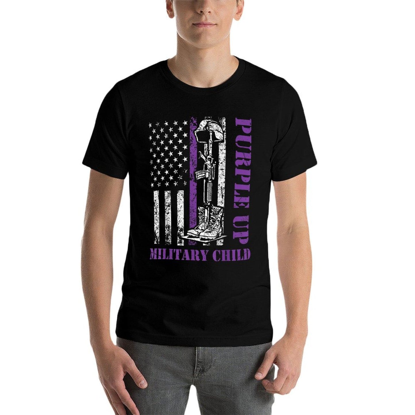 Purple Up Military Kids Month of Military Child Retro Graphic-printed T-Shirt