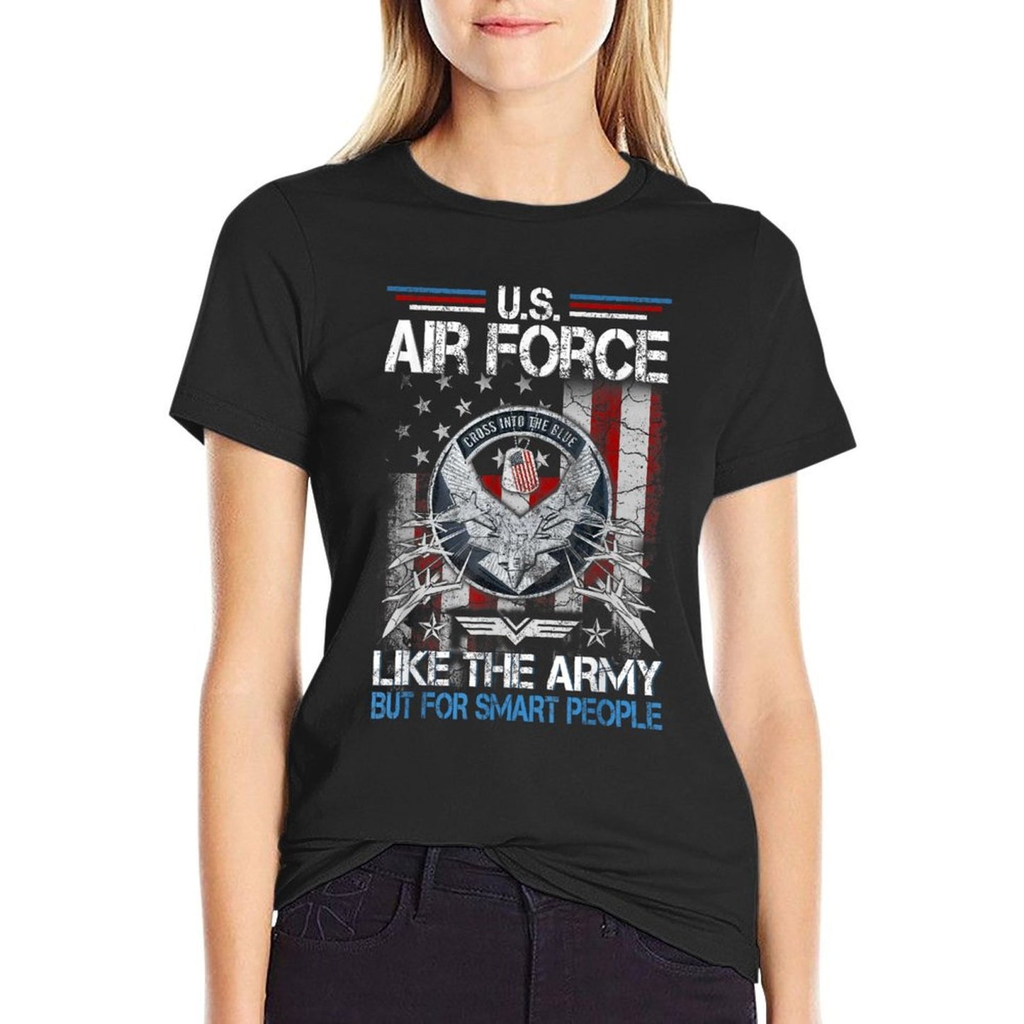 U.S. Air Force Like The Army But For Smart People Oversized Silhouette T-Shirt