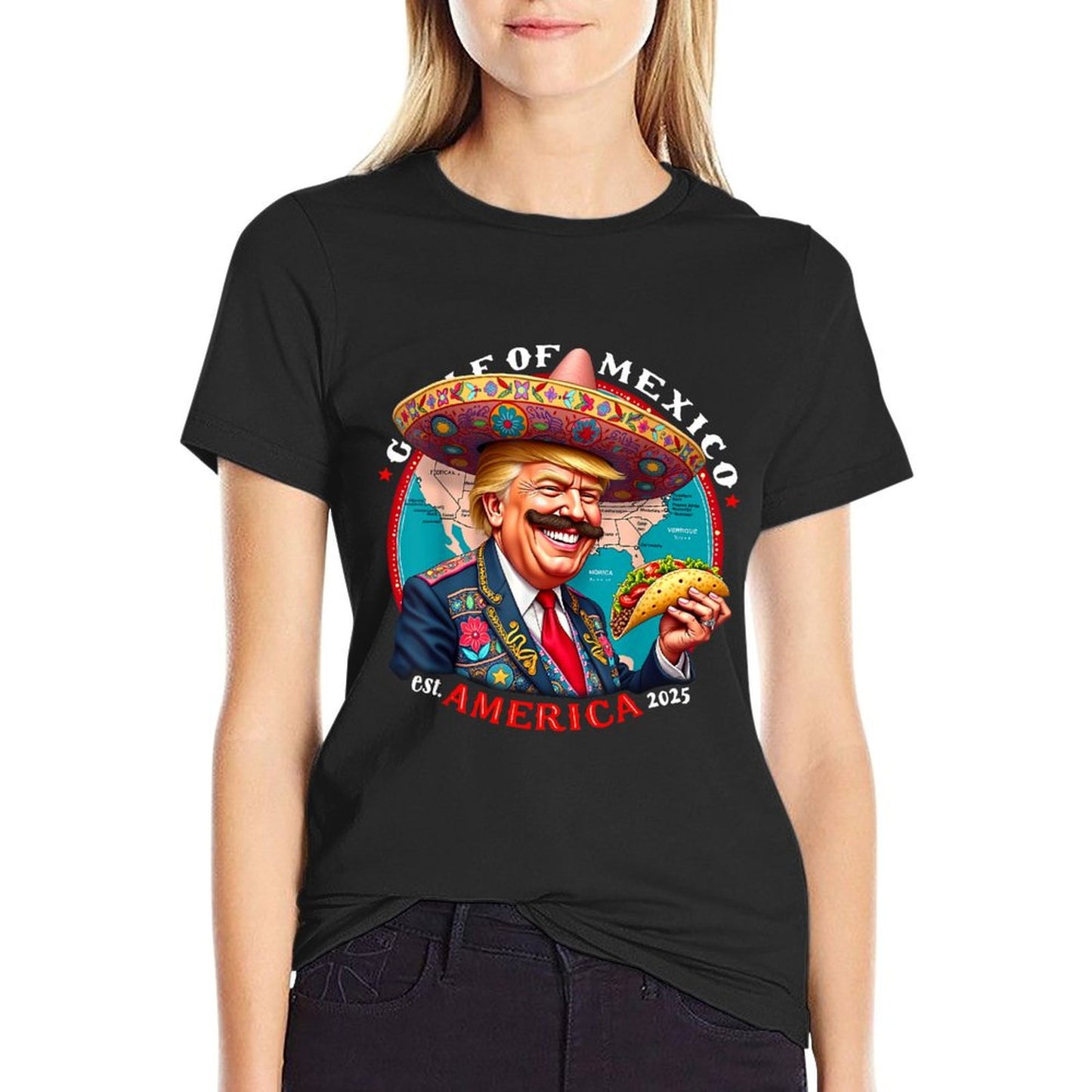 Retro Gulf Of US America 2025 American Flag Gulf Mexico Summer-ready Fabric T-Shirt