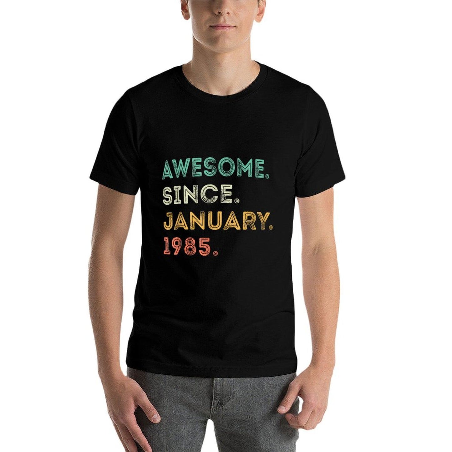 40 Years Old Awesome Since January 1985 40th Birthday Rolled Sleeves T-Shirt