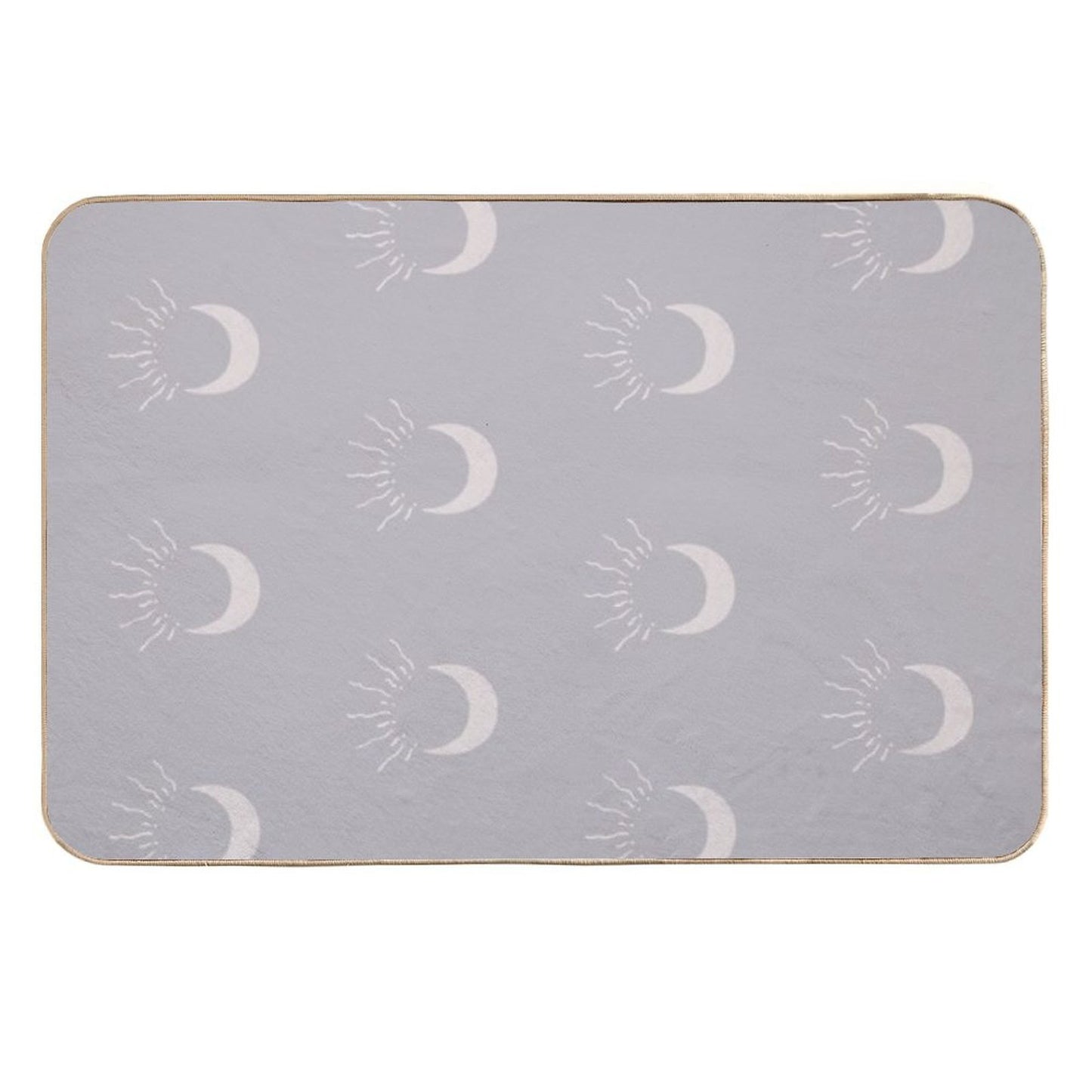 Cute Sun And Moon Design Boho Aesthetic In Muted Colors Blue Gray Absorbent Bath Mat