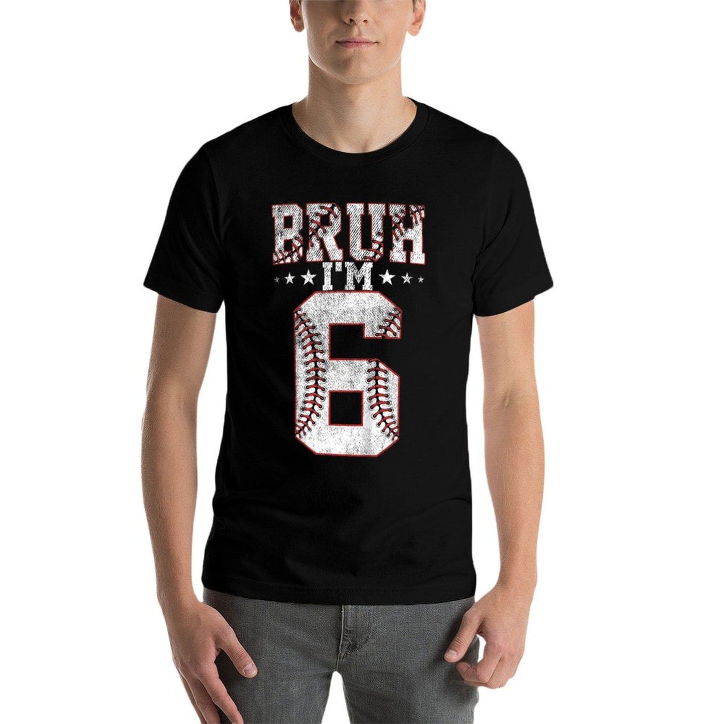 Kids Bruh 6th Birthday Baseball Bruh I'm 6 Year Old Birthday Vintage-inspired T-Shirt