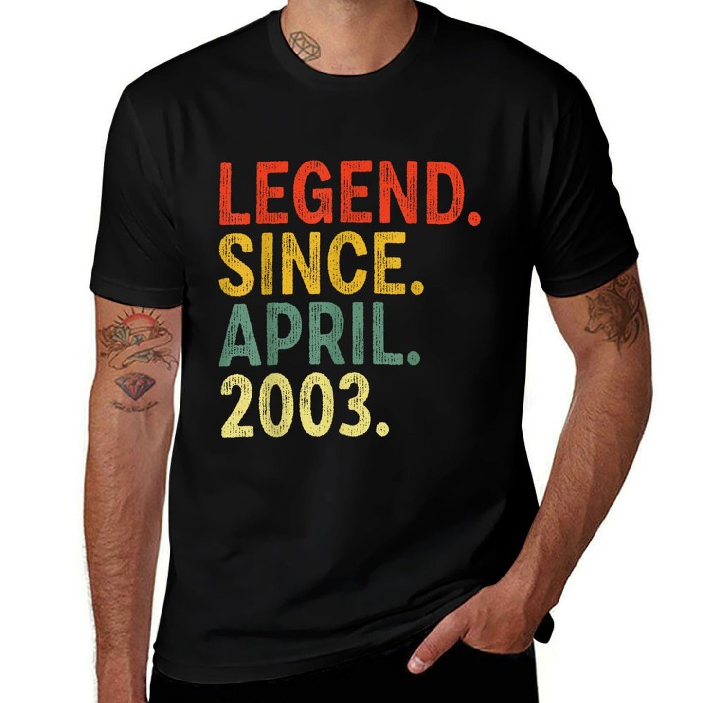 20 Year Old Legend Since April 2003 20th Birthday Rolled Sleeves T-Shirt