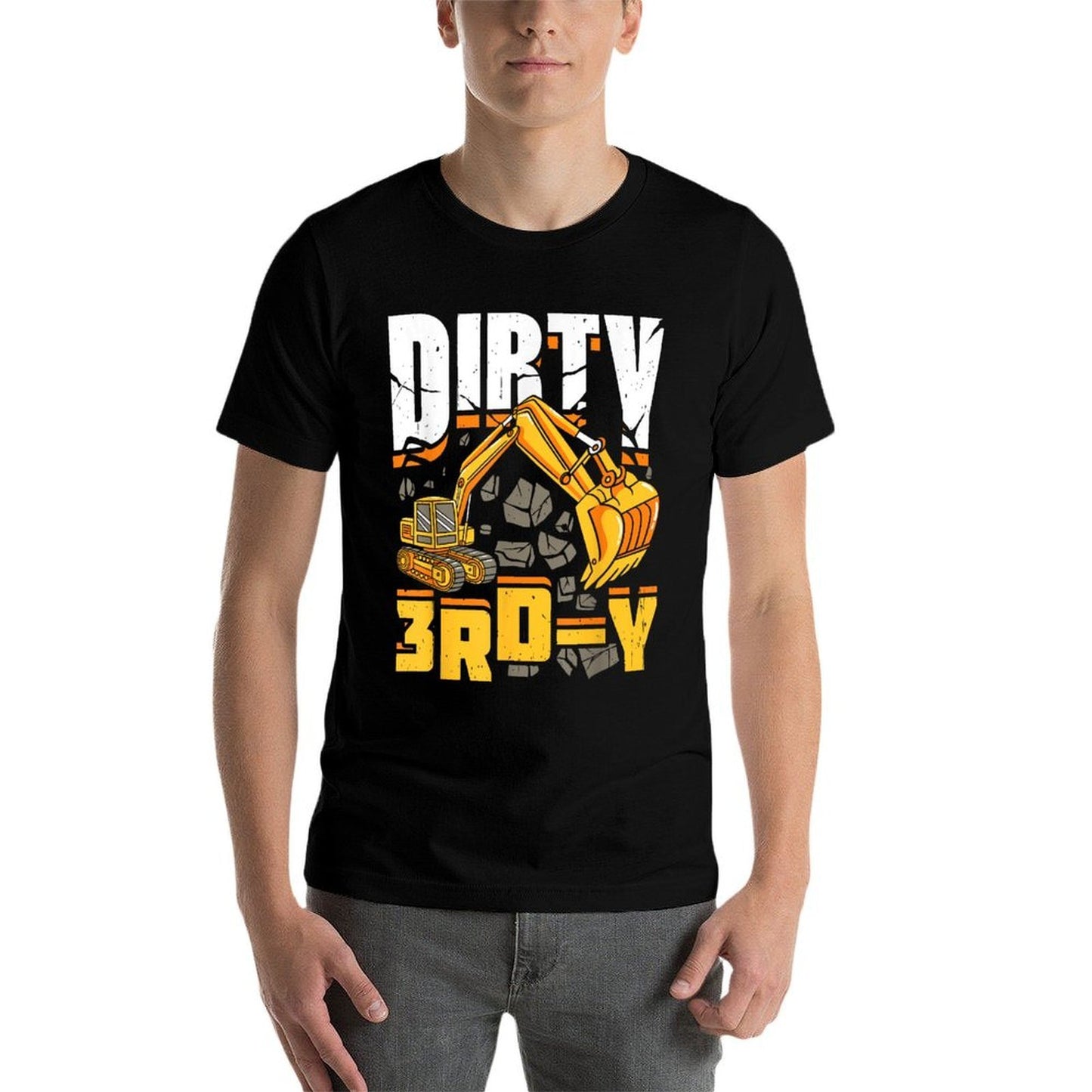 Construction 3rd Birthday Boy Dirty 3rd-Y Excavator Funny Eco-friendly Material T-Shirt