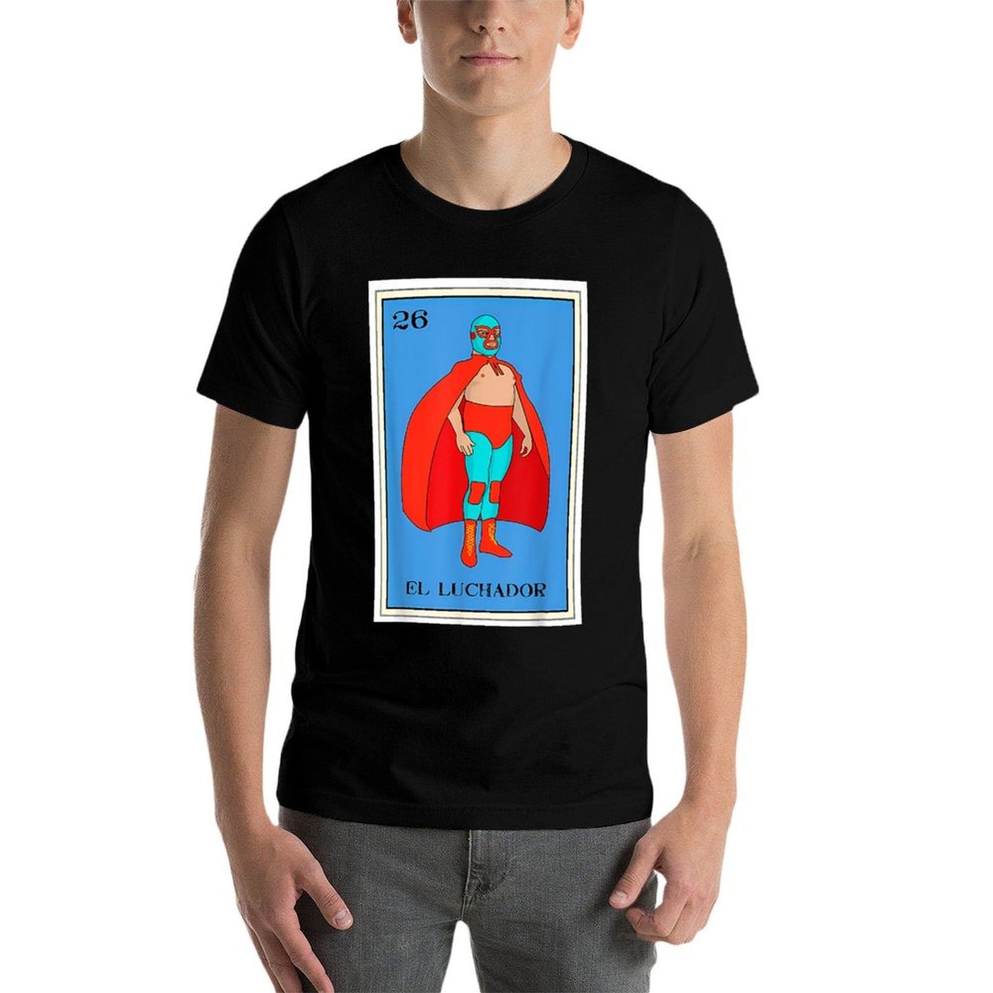 El Enmascarado Funny Card Mexican Lottery Card Ribbed Collar T-Shirt
