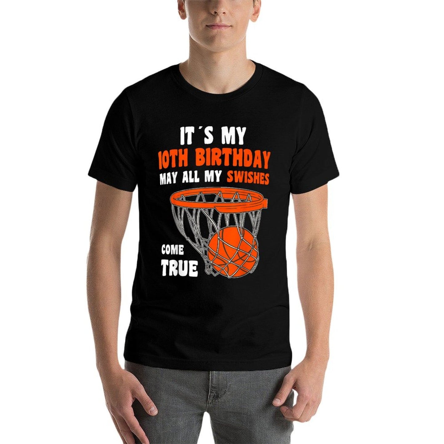 10 Year Old Happy 10th Birthday Basketball 10th Birthday Moisture-wicking T-Shirt