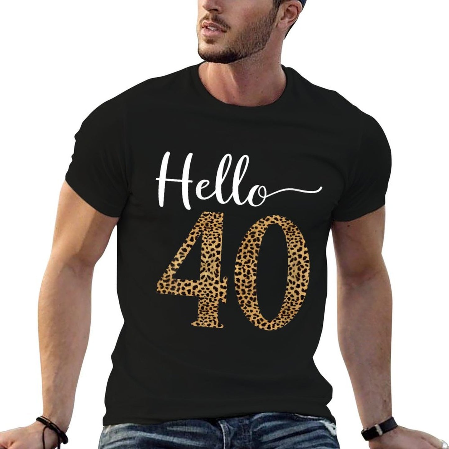 Womens Hello 40 Years Leopard Print 40th Birthday Party Woman Gift Tagless Design T-Shirt
