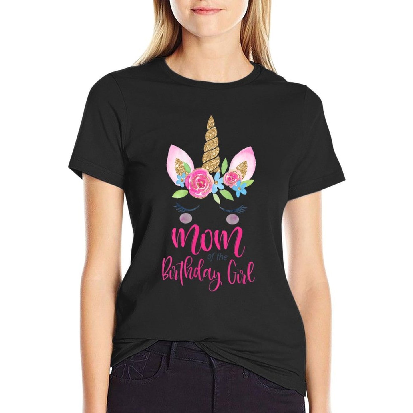 Womens Unicorn Mom of The Birthday Girl Matching Party Group Theme Odor-resistant T-Shirt